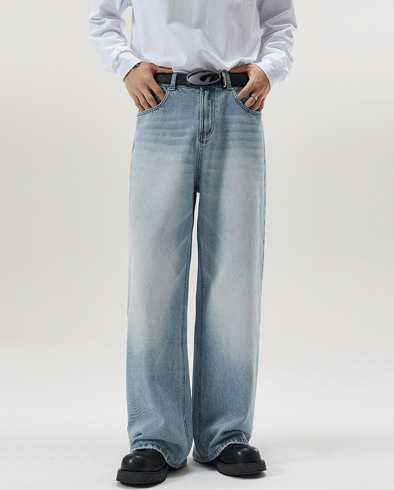 Japanese Brand × Jean Street retro loose oversize straight wide-leg jeans Size US 32 / EU 48 - 1 Thumbnail