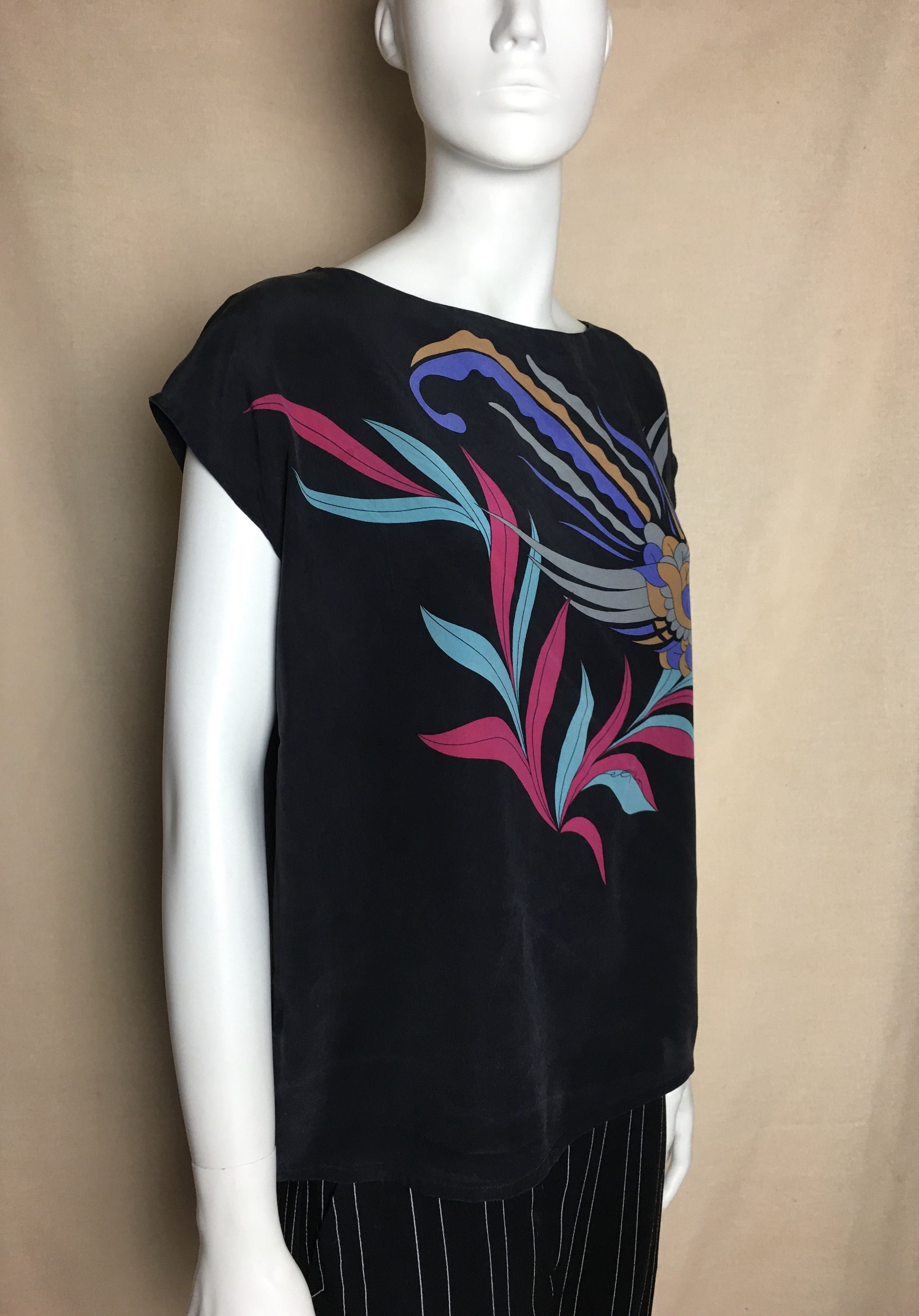 Vintage GRES Paris Vintage Silk Bird Print Top RARE Size M / US 6-8 / IT 42-44 - 5 Thumbnail