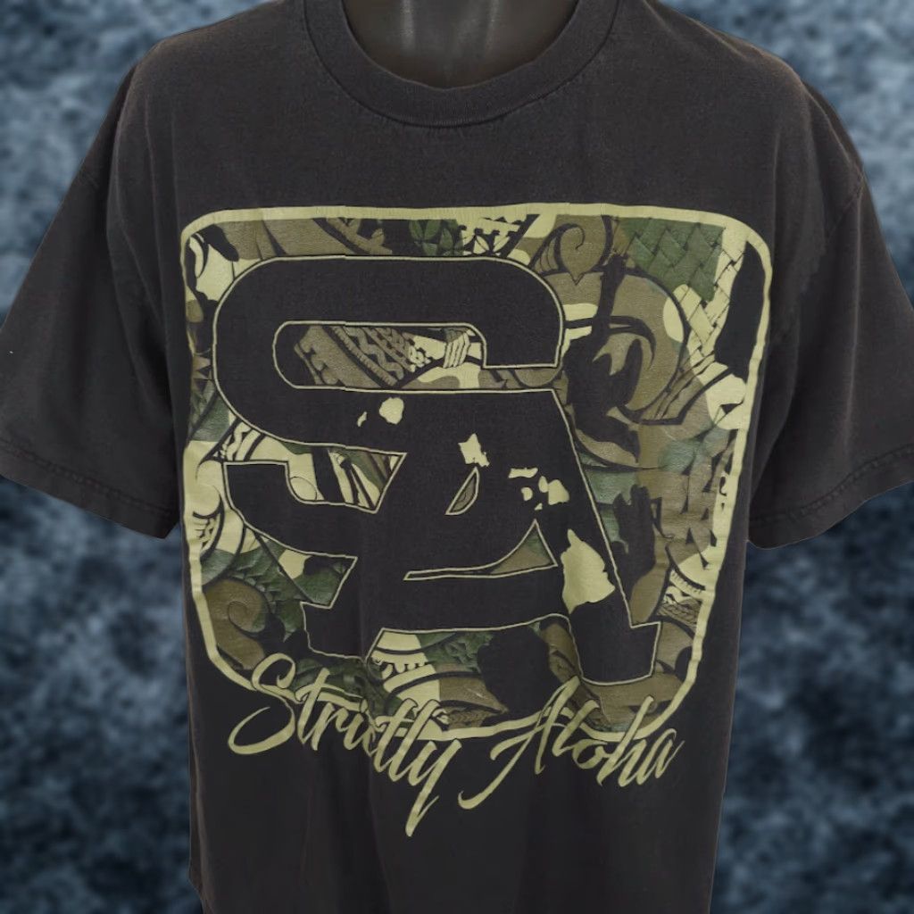 ALOHAS VINTAGE Strictly Aloha T Shirt Mens Size XL Black Protectors Of Aloha Hawaiian Tee Size US XL / EU 56 / 4 - 1 Thumbnail