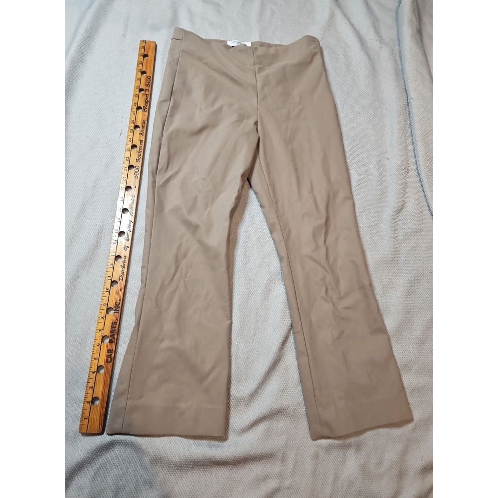M.M.LaFleur MM.LaFleur Pants Womens Size 12 Beige Regular Straight Front Power Stretch Side Button City Preppy Art Hip Hop Hippie Hipster School Size 34" / US 12 / IT 48 - 2 Thumbnail