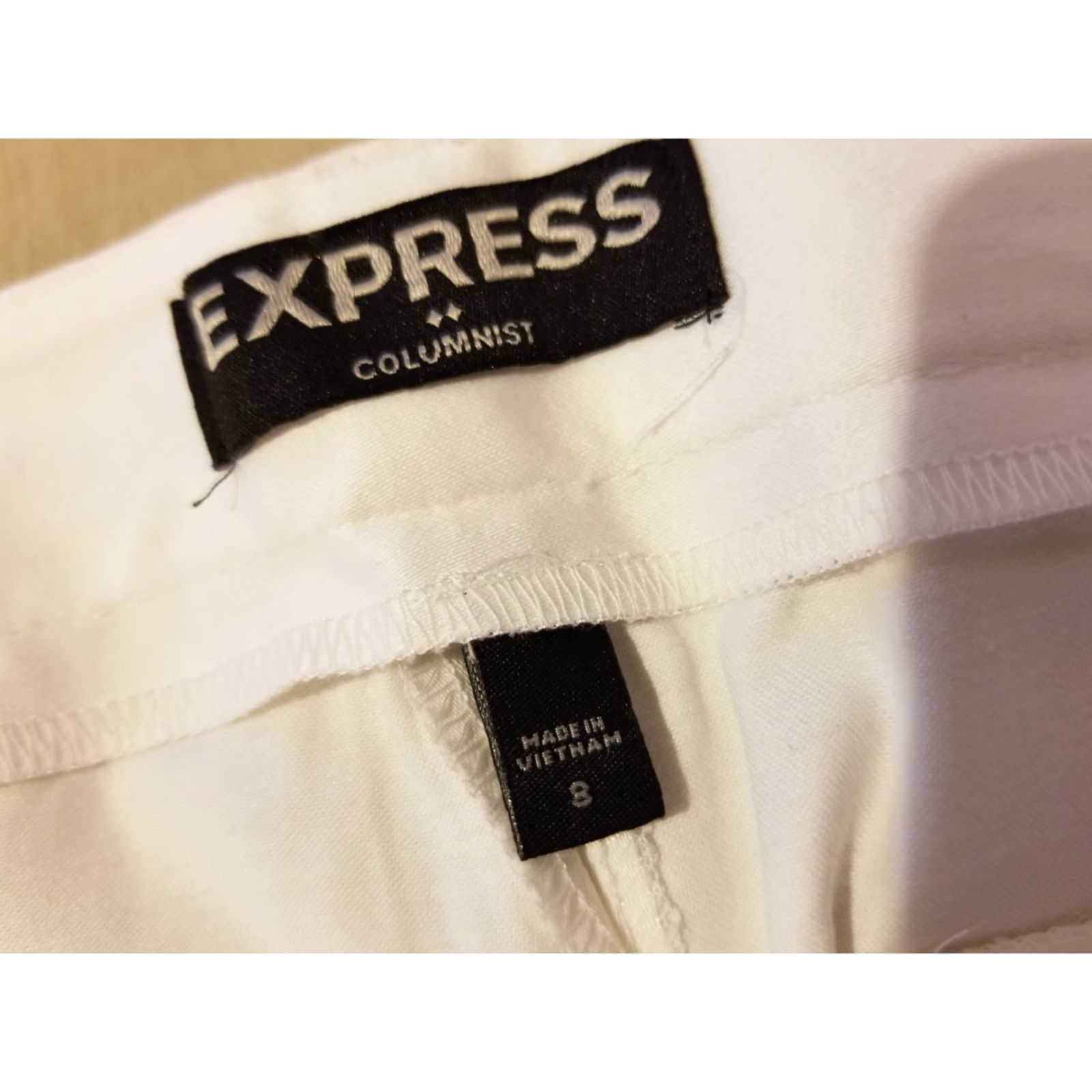 Express Womens Express Dress Pants 8 White Flat Front Chino Slack Trousers Pants Mens? Size 30" / US 8 / IT 44 - 3 Thumbnail