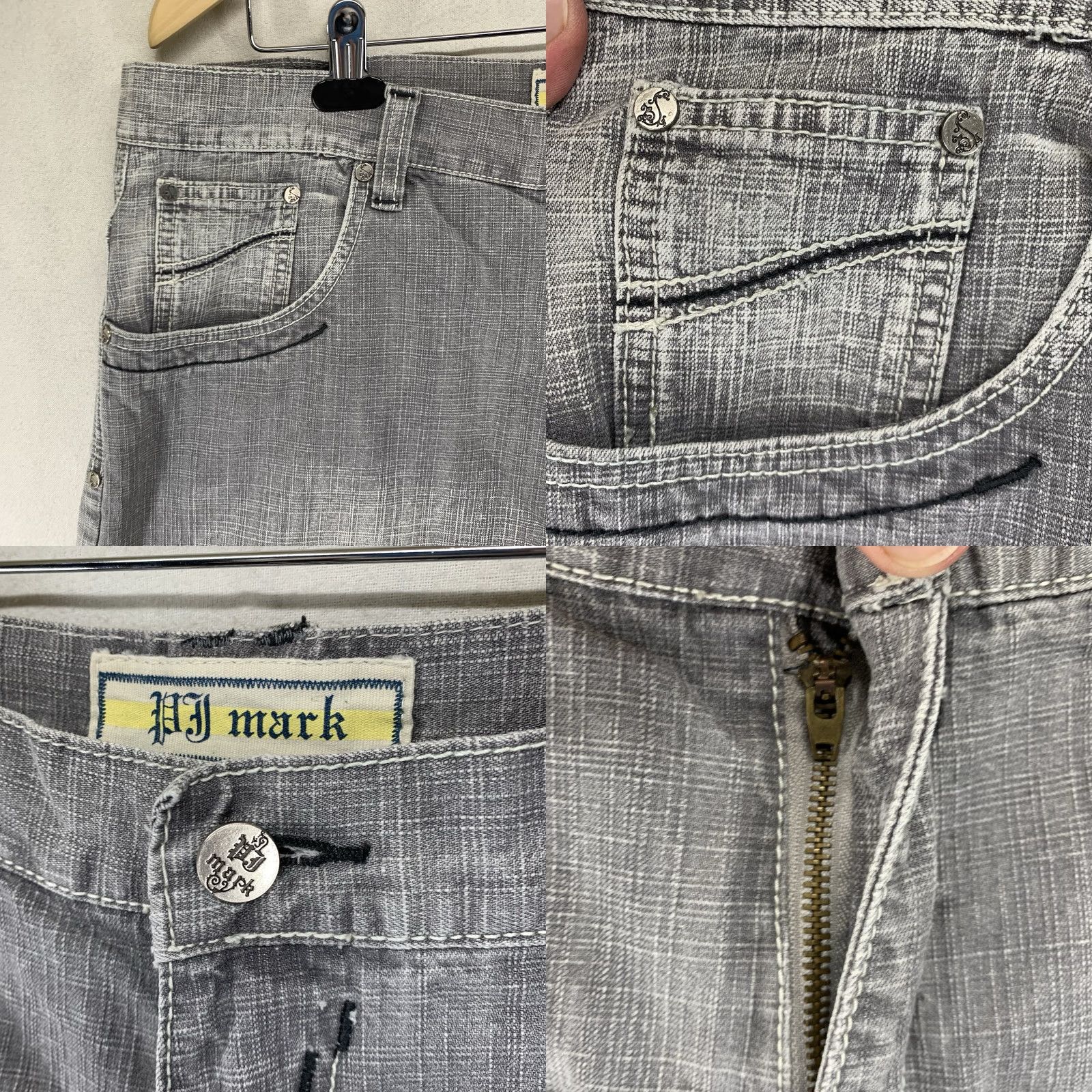 Vintage VINTAGE PJ MARK Jean Shorts Skater 40x8 Gray 90s Grunge Hip Hop John Cena Embroidered 5-Pocket Denim Shorts Mens Baggy Streetwear Summer Spring Size US 40 / EU 56 - 8 Thumbnail