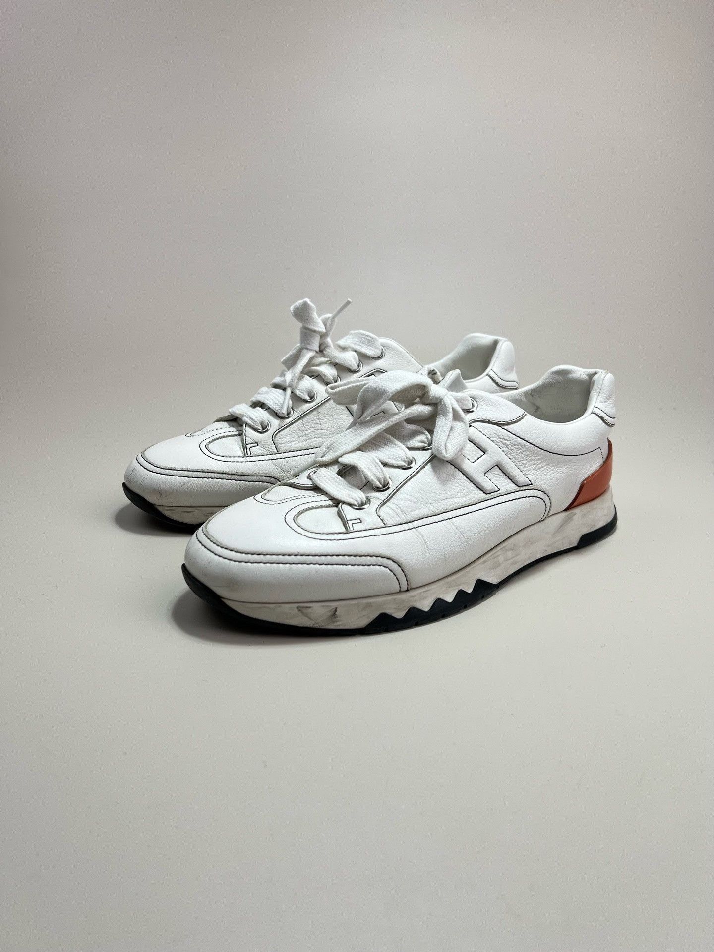 Hermes HERMES TRAIL White Orange Sneakers Size US 7 / IT 37 - 1 Thumbnail