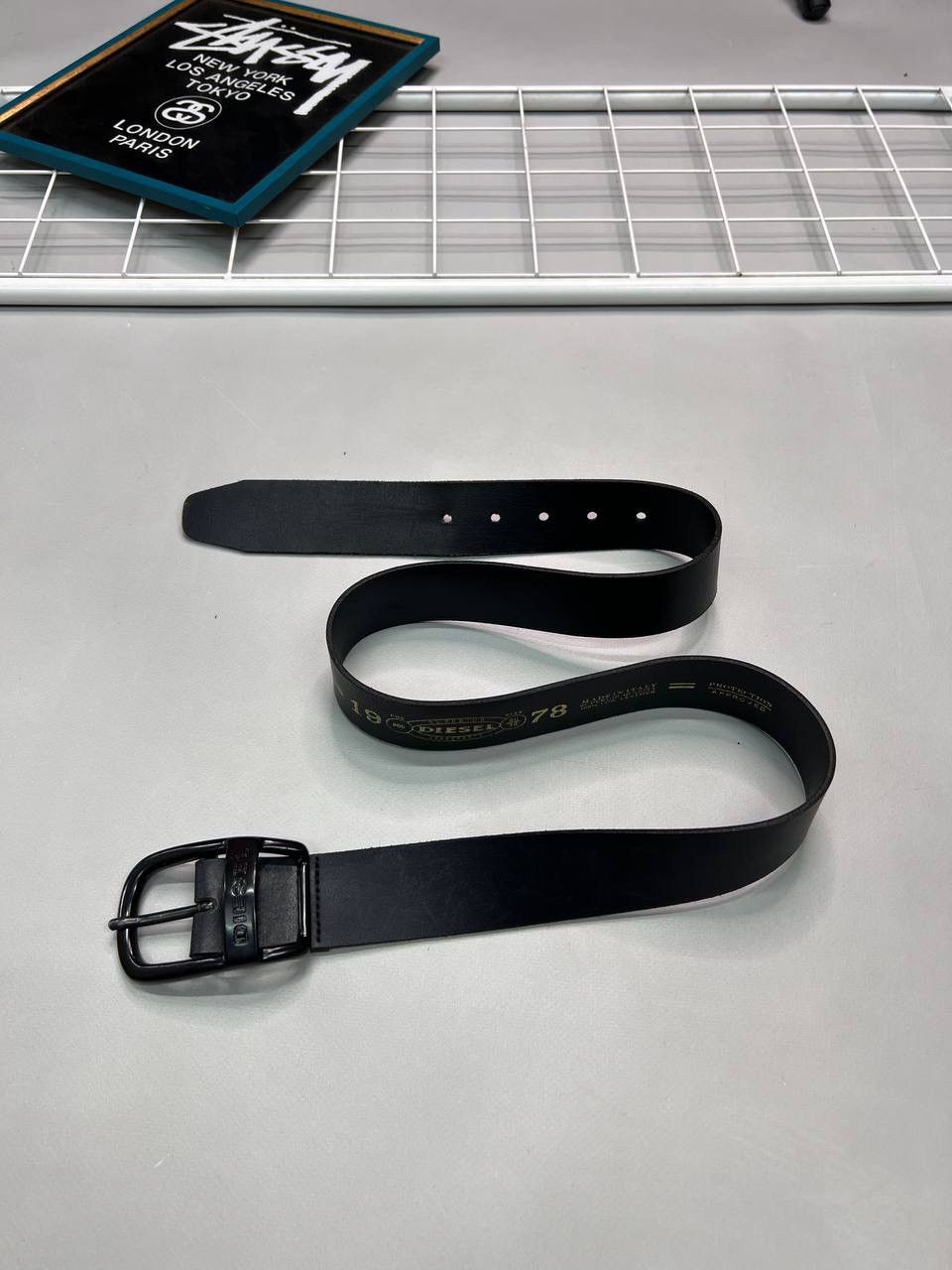 Vintage Diesel Leather Belt Big Logo 90s