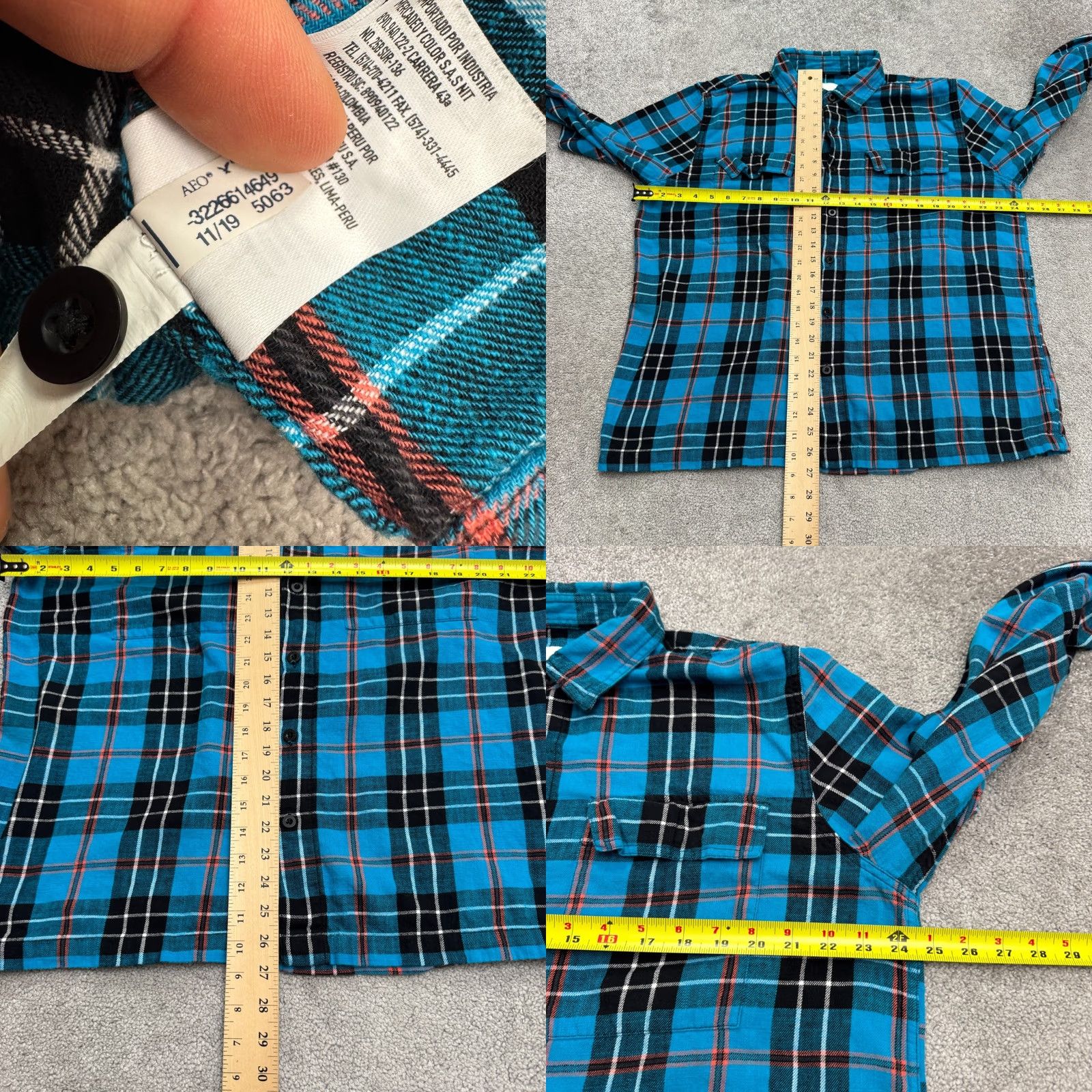 American Eagle Outfitters American Eagle Flannel Shirt Mens XL Blue Black Plaid Long Sleeve Button-Up Cotton Casual Size US XL / EU 56 / 4 - 8 Thumbnail