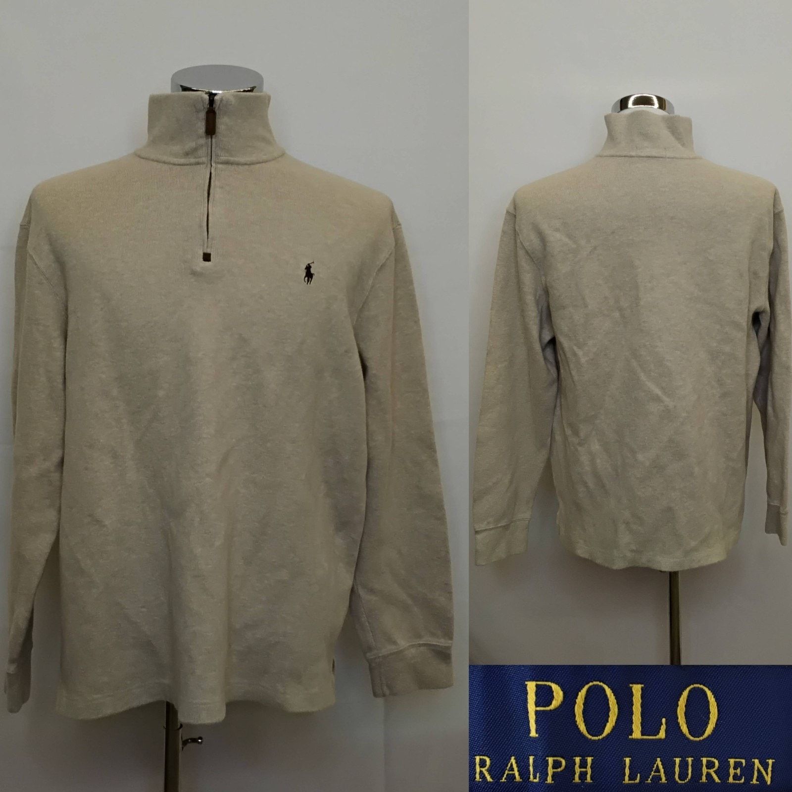 Polo Ralph Lauren Polo Ralph Lauren 1/4 Zip Sweater Men's XL Beige Vintage Size US XL / EU 56 / 4 - 1 Thumbnail