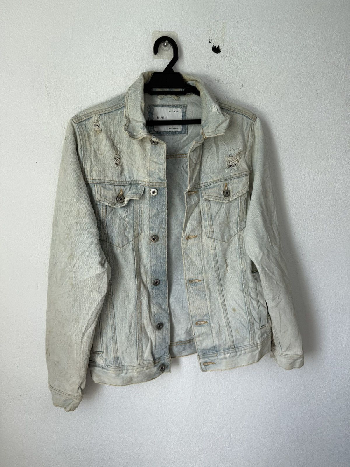 Zara BINDING Zara Denim Man Distress Design Jacket Ripped Style Size US S / EU 44-46 / 1 - 2 Thumbnail