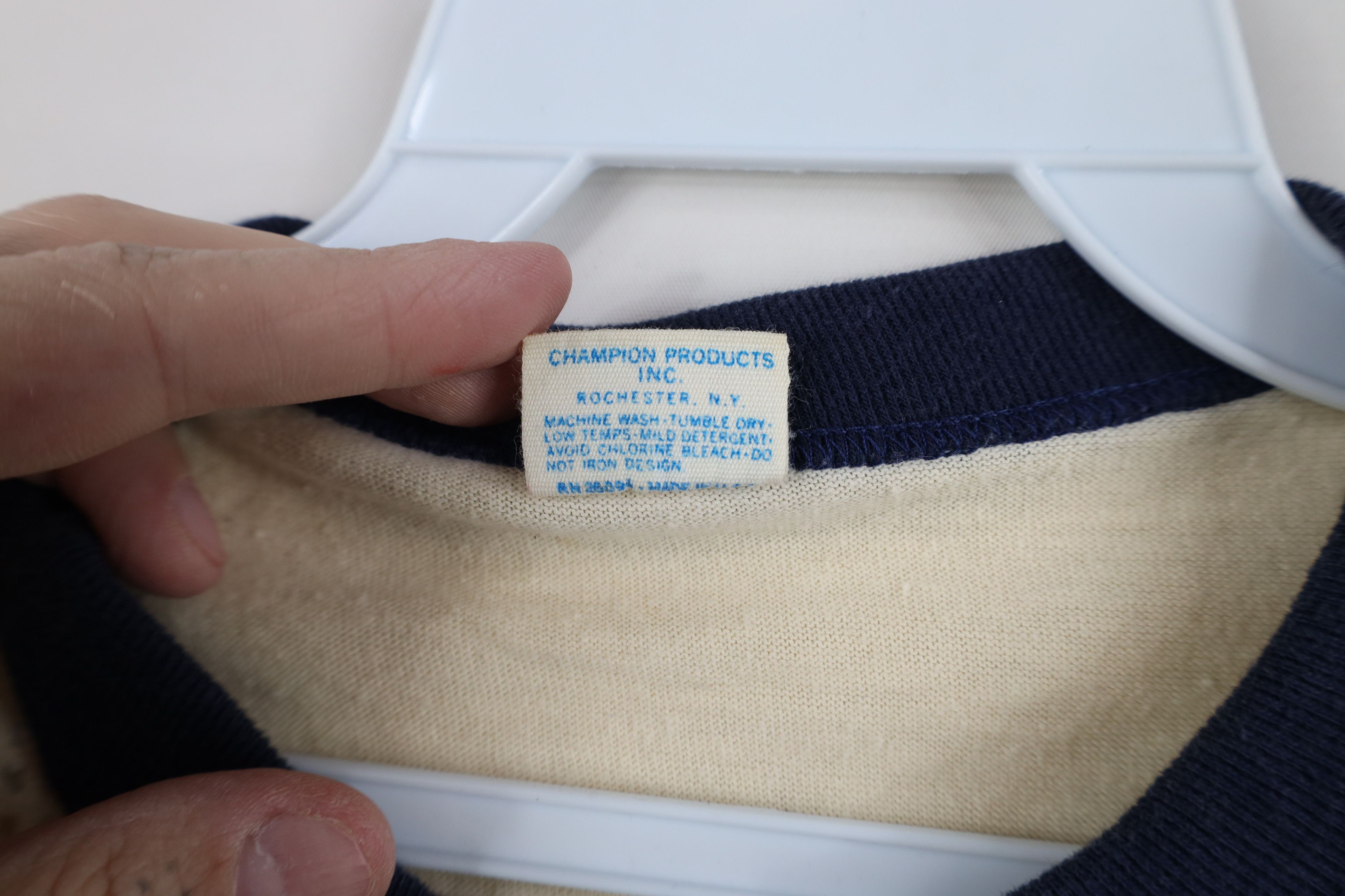 Champion Vintage 70s Champion Mesh Ringer Henley T-Shirt Beige USA Size US L / EU 52-54 / 3 - 12 Thumbnail