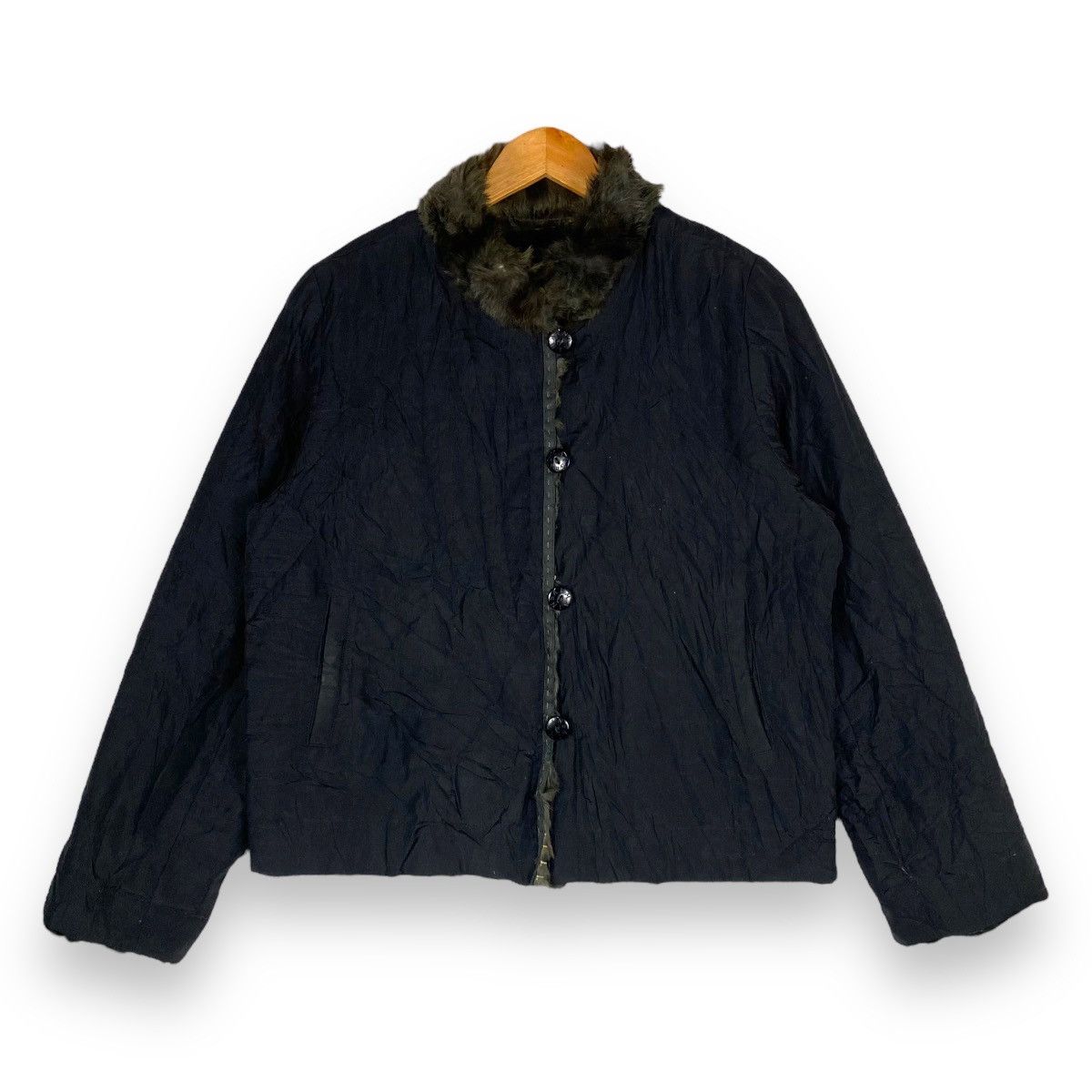 Balmain × Vintage VINTAGE BALMAIN PARIS RABBIT FUR & SILK REVERSIBLE JACKET Size L / US 10 / IT 46 - 8 Thumbnail