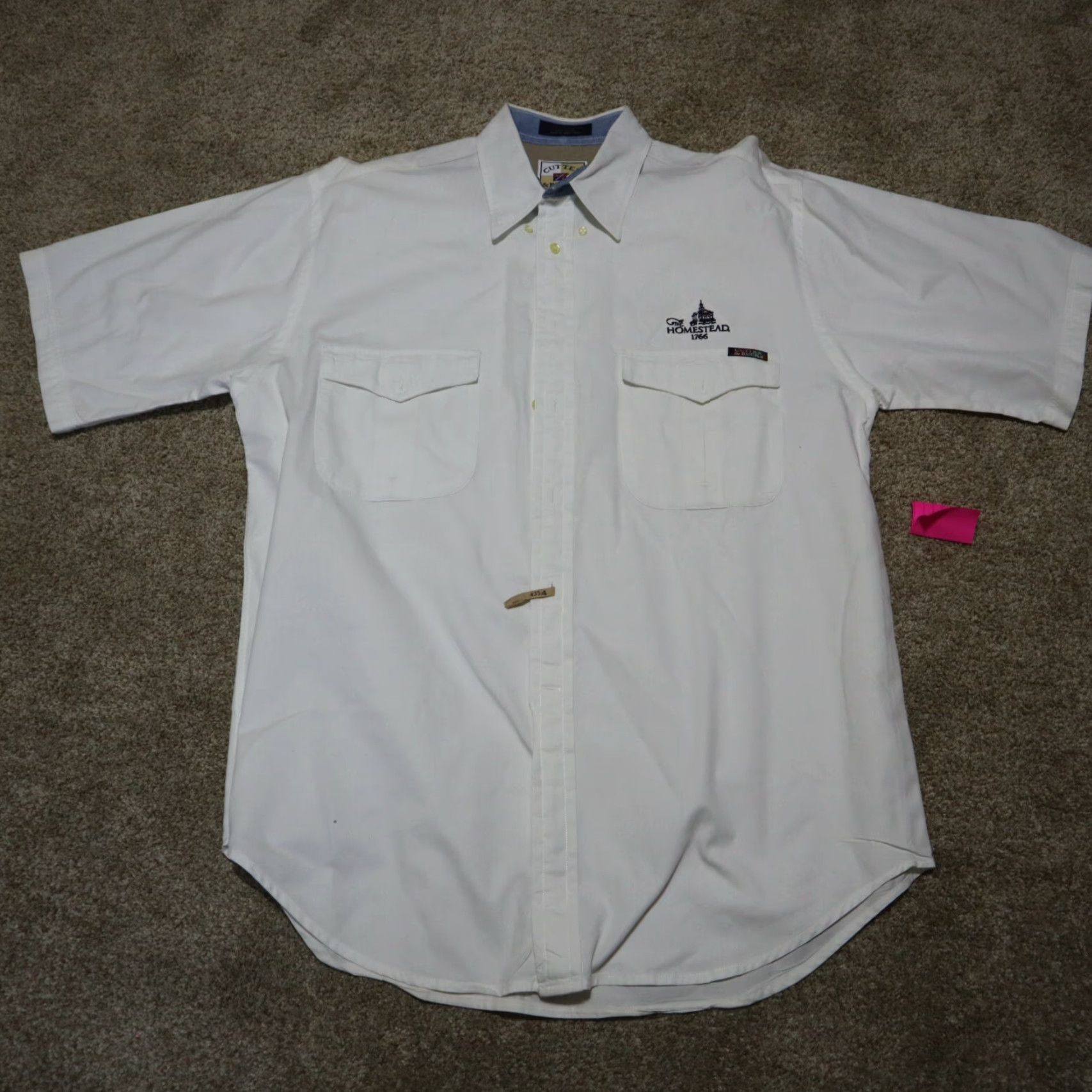 Cutter & Buck VINTAGE HOMESTEAD RESORT Shirt Men XL White Cutter & Buck Button-Up Short Sleeve Mens Shirt 80s? Size US XL / EU 56 / 4 - 2 Thumbnail