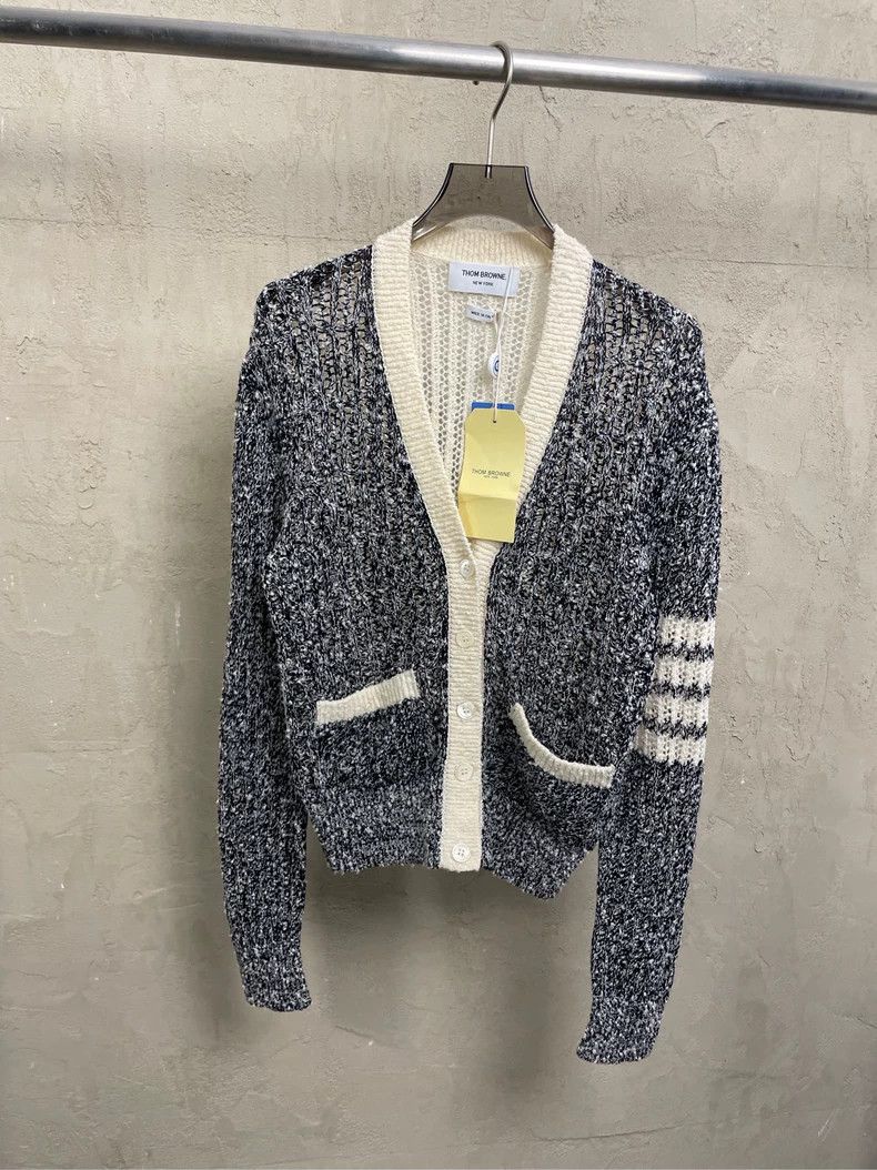 Thom Browne Thom browne Black and white color-blocked hollow knitted fo Size M / US 6-8 / IT 42-44 - 1 Thumbnail