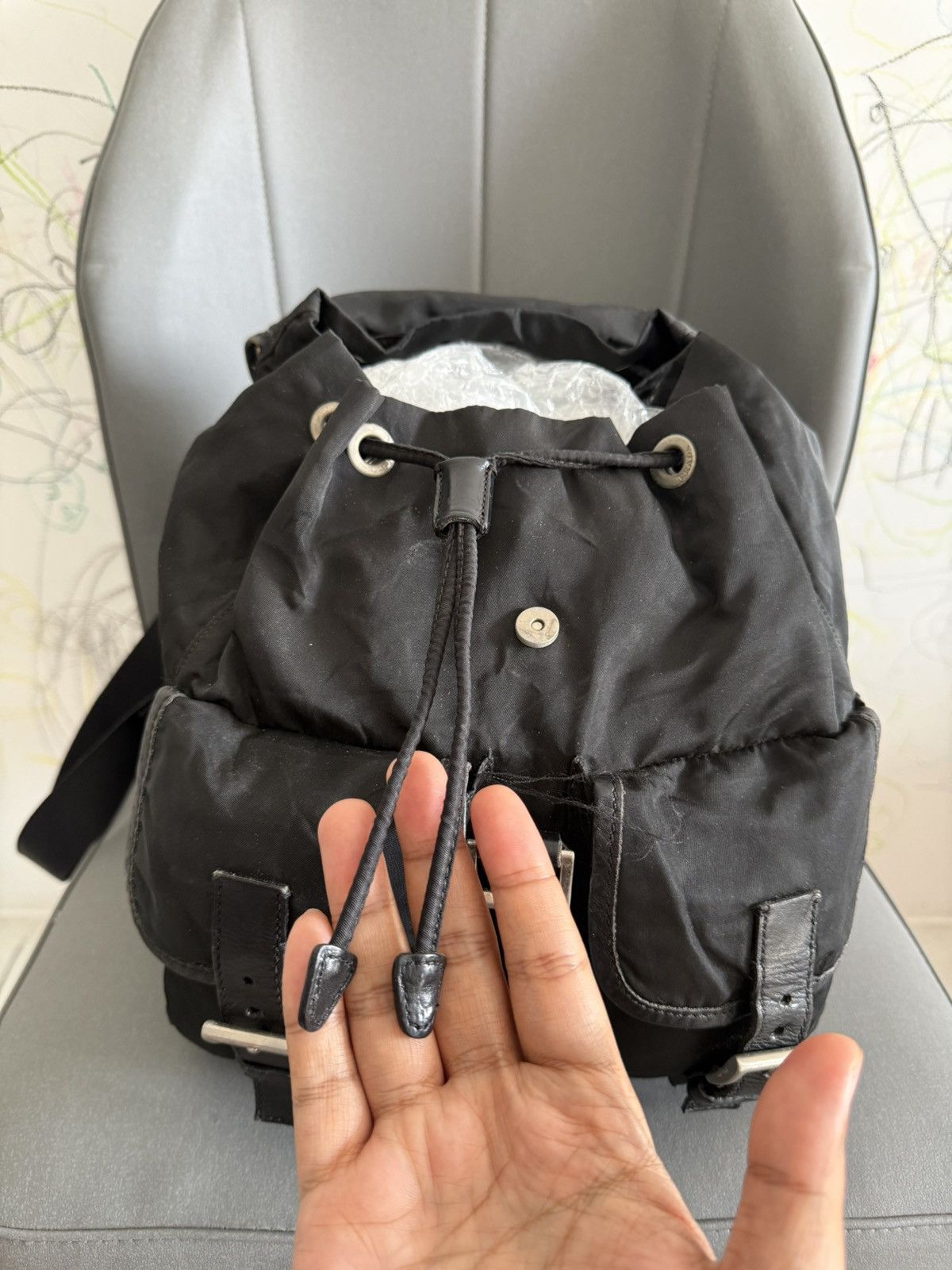 Prada Vintage Prada Black Leather Large Backpack Size ONE SIZE - 9 Thumbnail