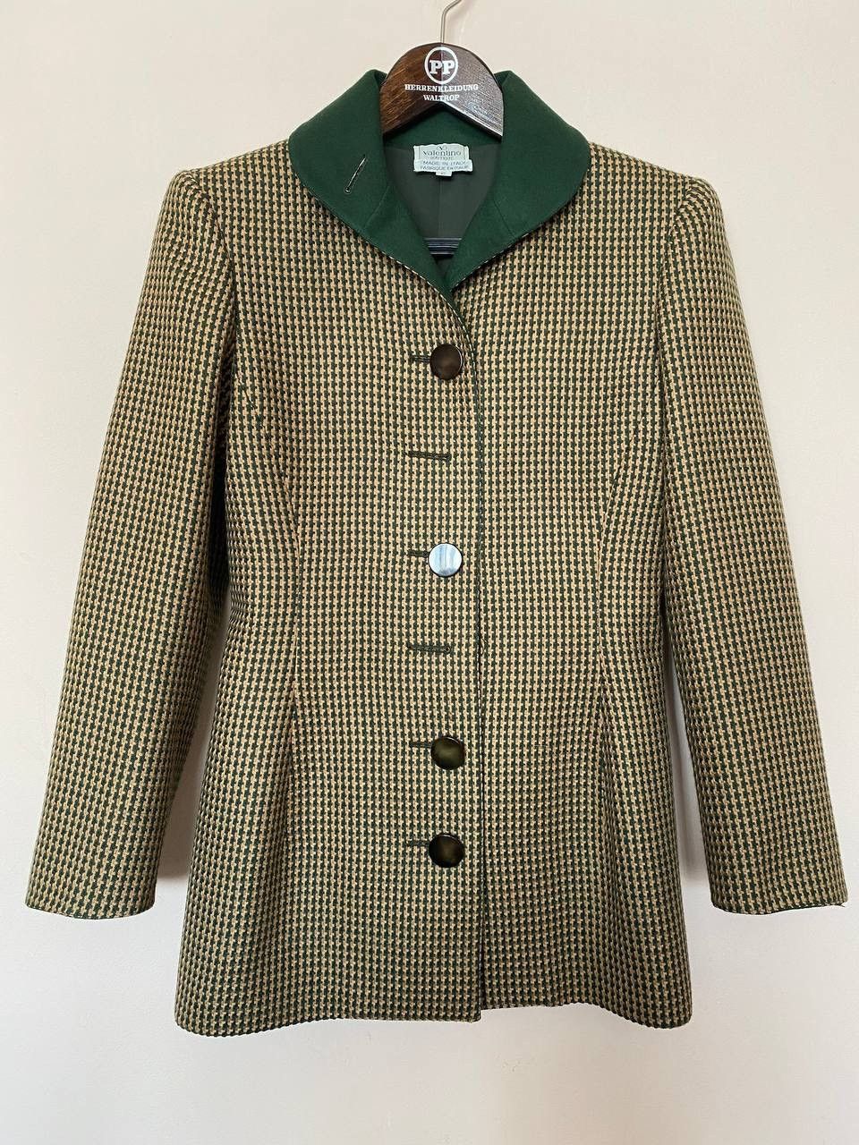 Valentino DESIGNER Valentino Boutique VTG Green Gold Check Wool Blazer Size M / US 6-8 / IT 42-44 - 1 Thumbnail
