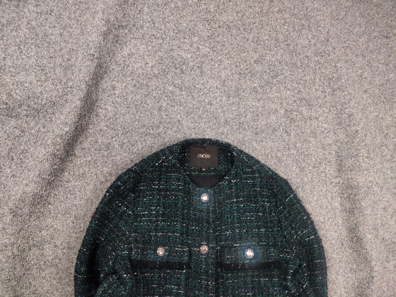 Maje Maje Frayed Cropped metallic boucle-tweed Blazer Jacket Size S / US 4 / IT 40 - 1 Thumbnail