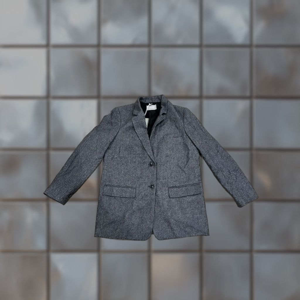 Everlane NWT Everlane Gray Herringbone The Oversized Single Breasted Blazer Wool Size 10 Women Jacket Blazer Size L / US 10 / IT 46 - 1 Thumbnail