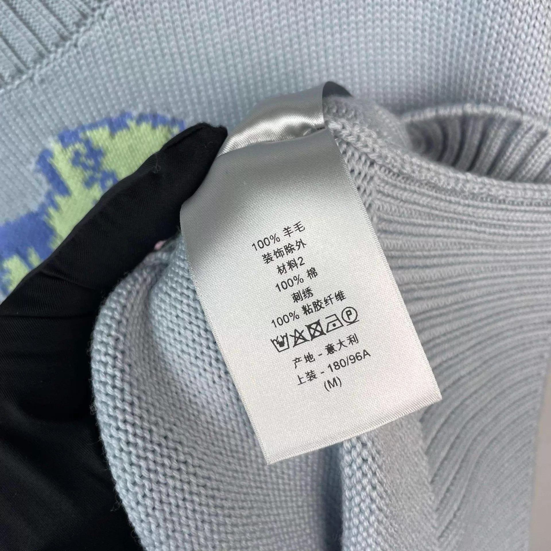 Dior Dior Wool Floral Sweater Light Blue M Size M / US 6-8 / IT 42-44 - 3 Thumbnail