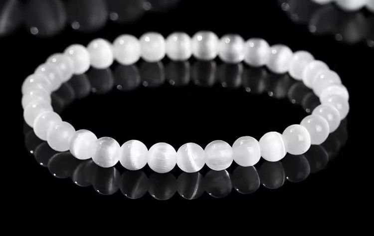 Jewelry 8 Mm White Cat Eyes Bracelet Size ONE SIZE - 2 Thumbnail