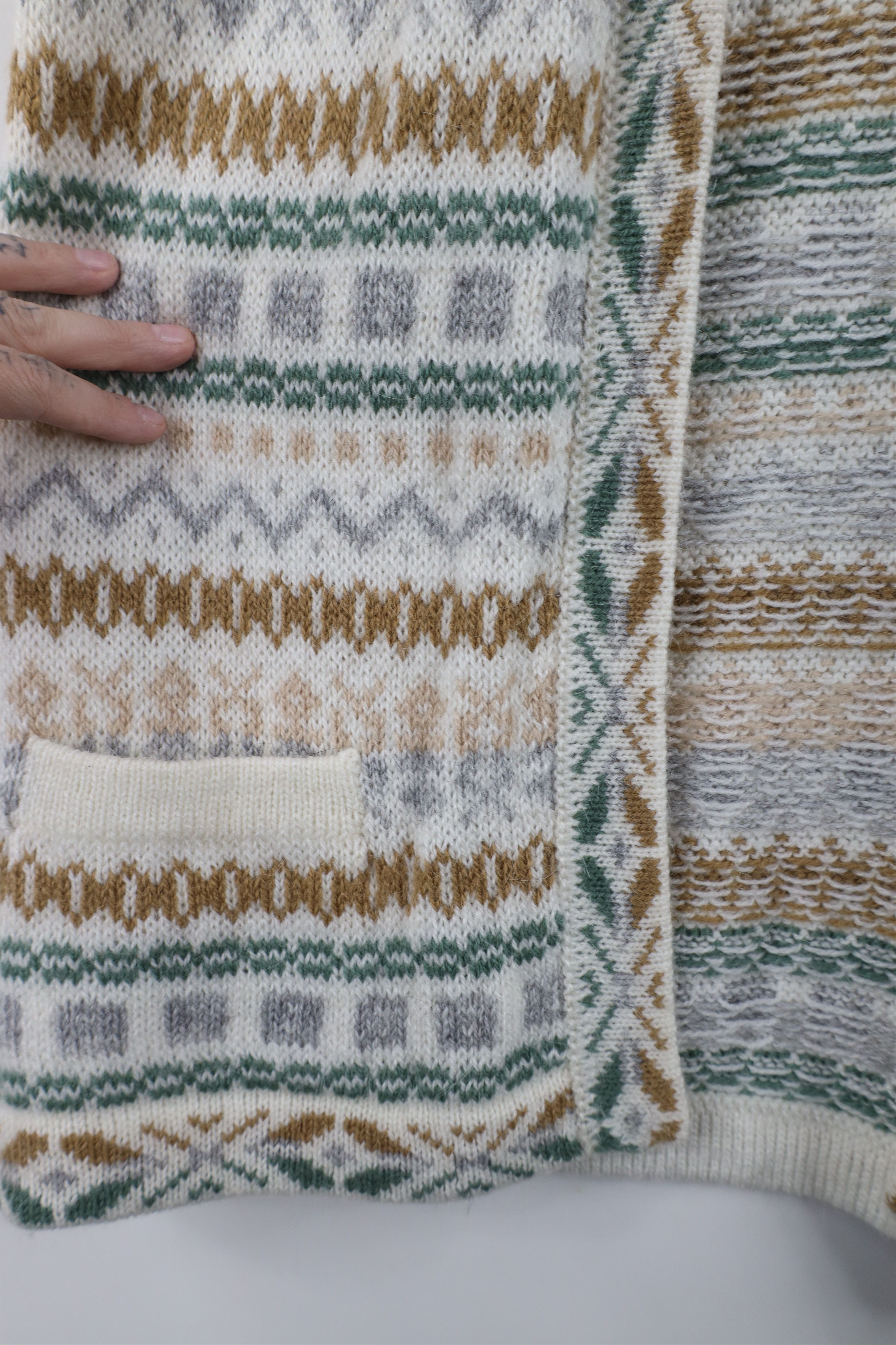 Vintage Vintage 90s Wool Knit Fair Isle Open Front Cardigan Sweater Size M / US 6-8 / IT 42-44 - 5 Thumbnail