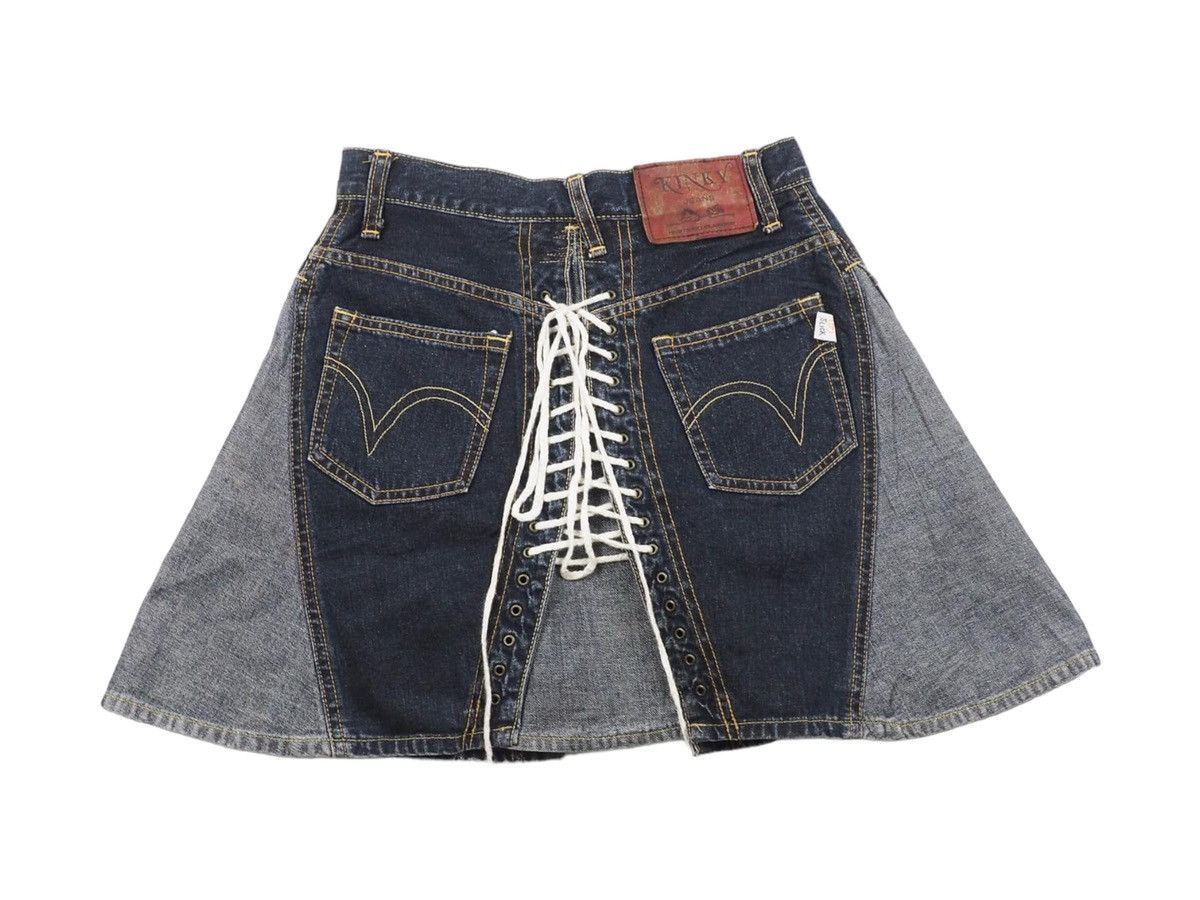 image of Super Hysteric Glamour Kinky Denim Skirt in Dark Denim, Women's (Size 26)