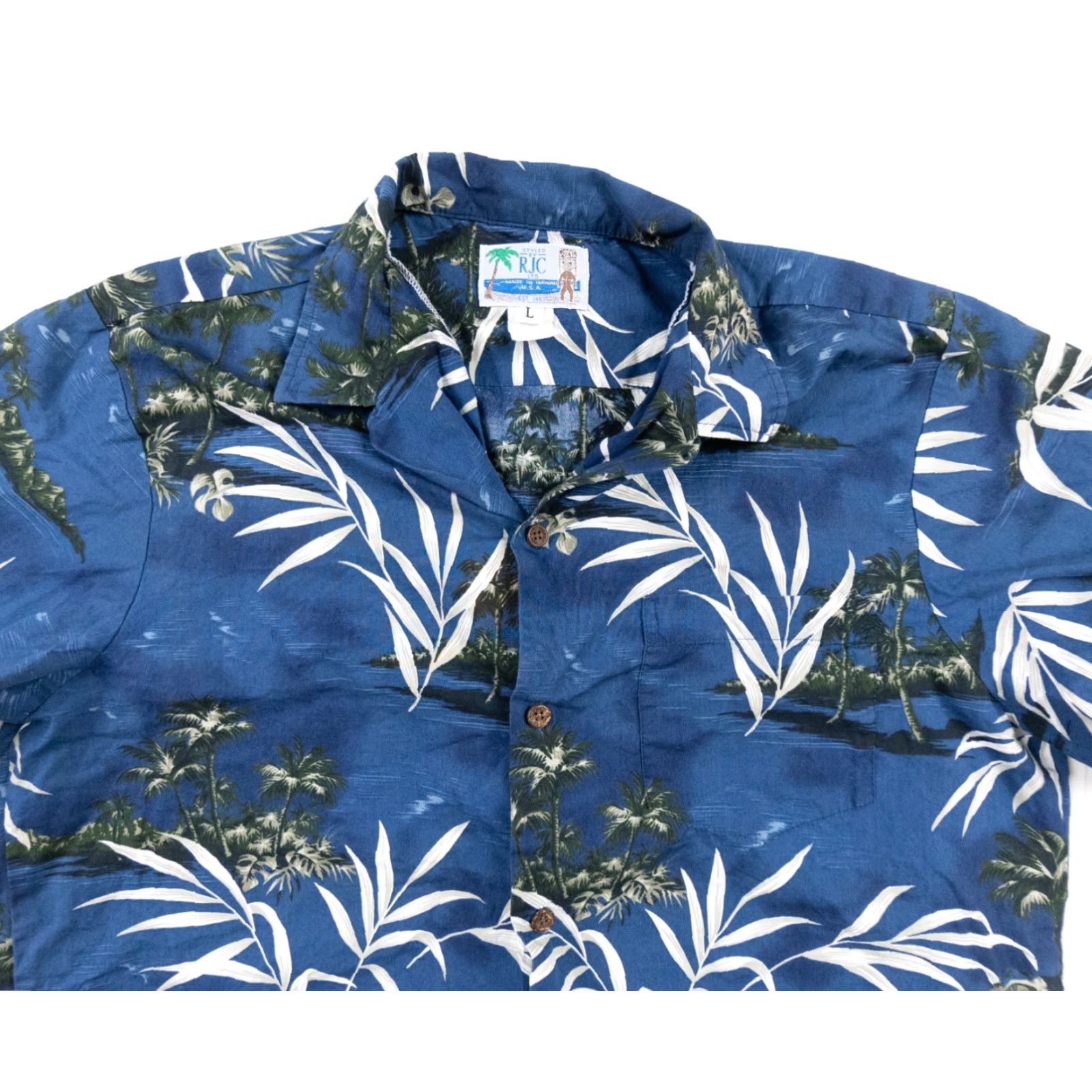 Vintage RJC Shirt Adult Large Blue Floral Hawaiian Button-Down Shirt Size US L / EU 52-54 / 3 - 2 Thumbnail