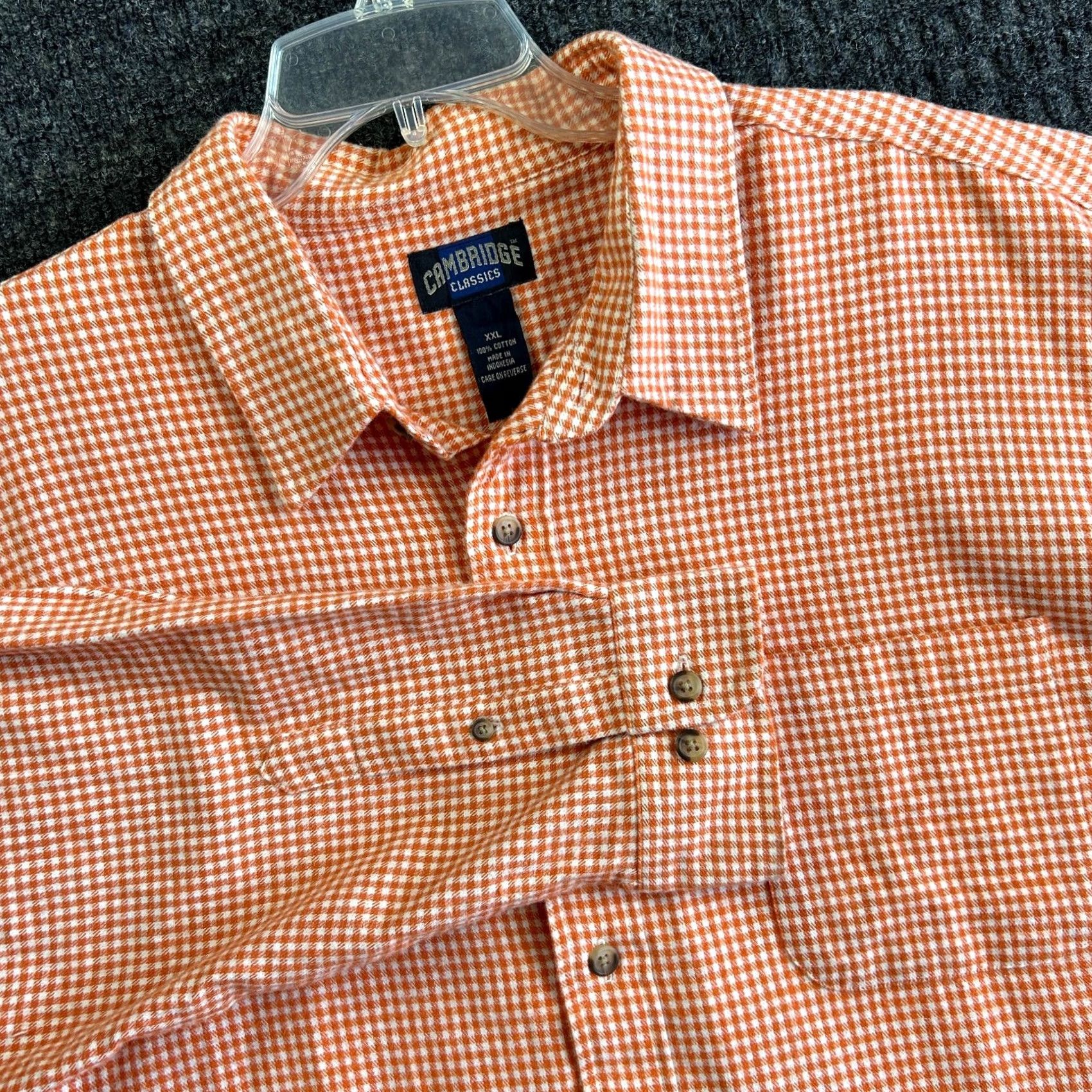 Vintage VINTAGE Cambridge Classics Flannel Shirt Button-Down Orange 2XL Herringbone Casual Men’s Button-Up Shirt Size US XXL / EU 58 / 5 - 2 Thumbnail