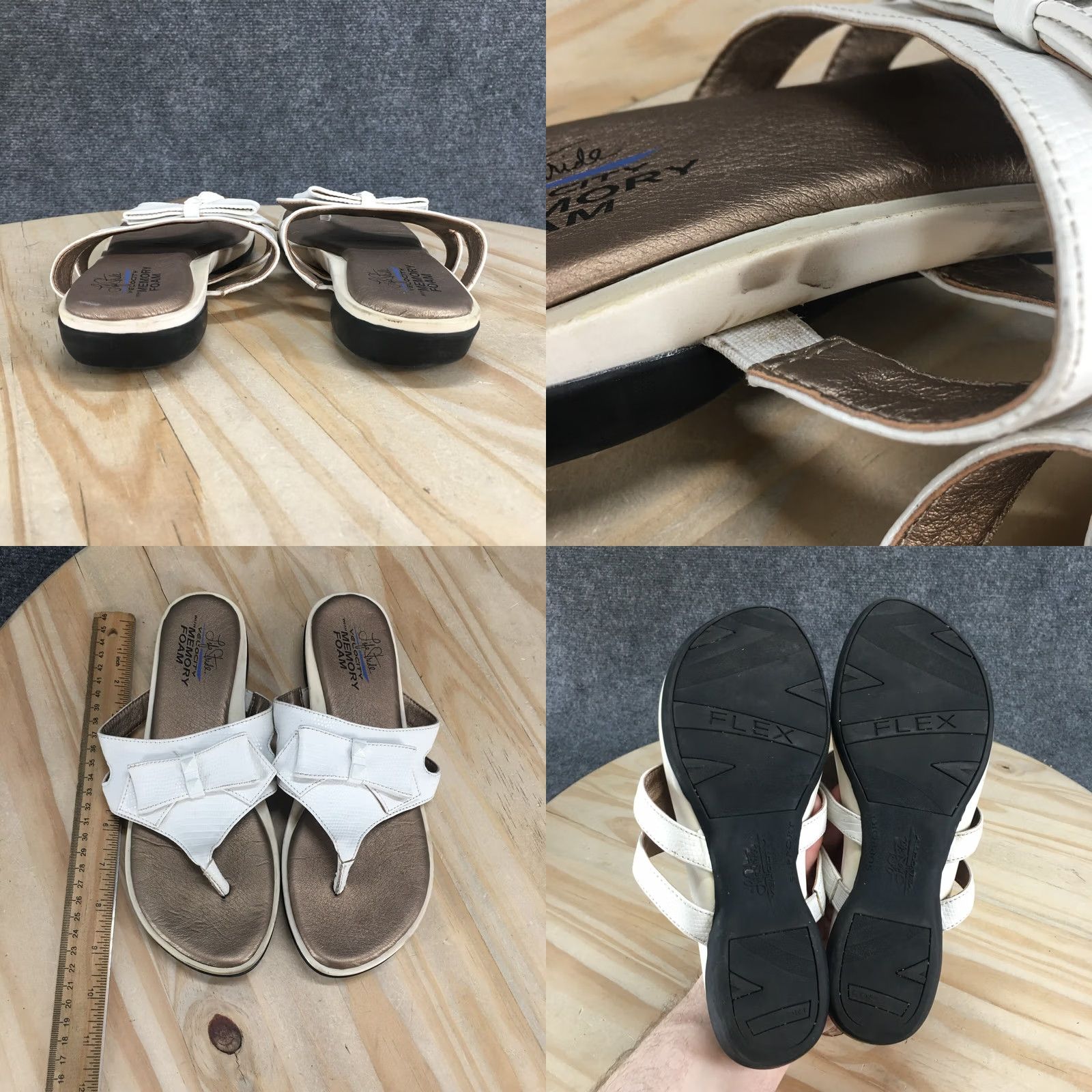 Vintage LifeStride Sandals Womens 7.5 M Ilsa Thong White Faux Leather Toe-Post Comfort Shoes Size US 8 / IT 38 - 8 Thumbnail