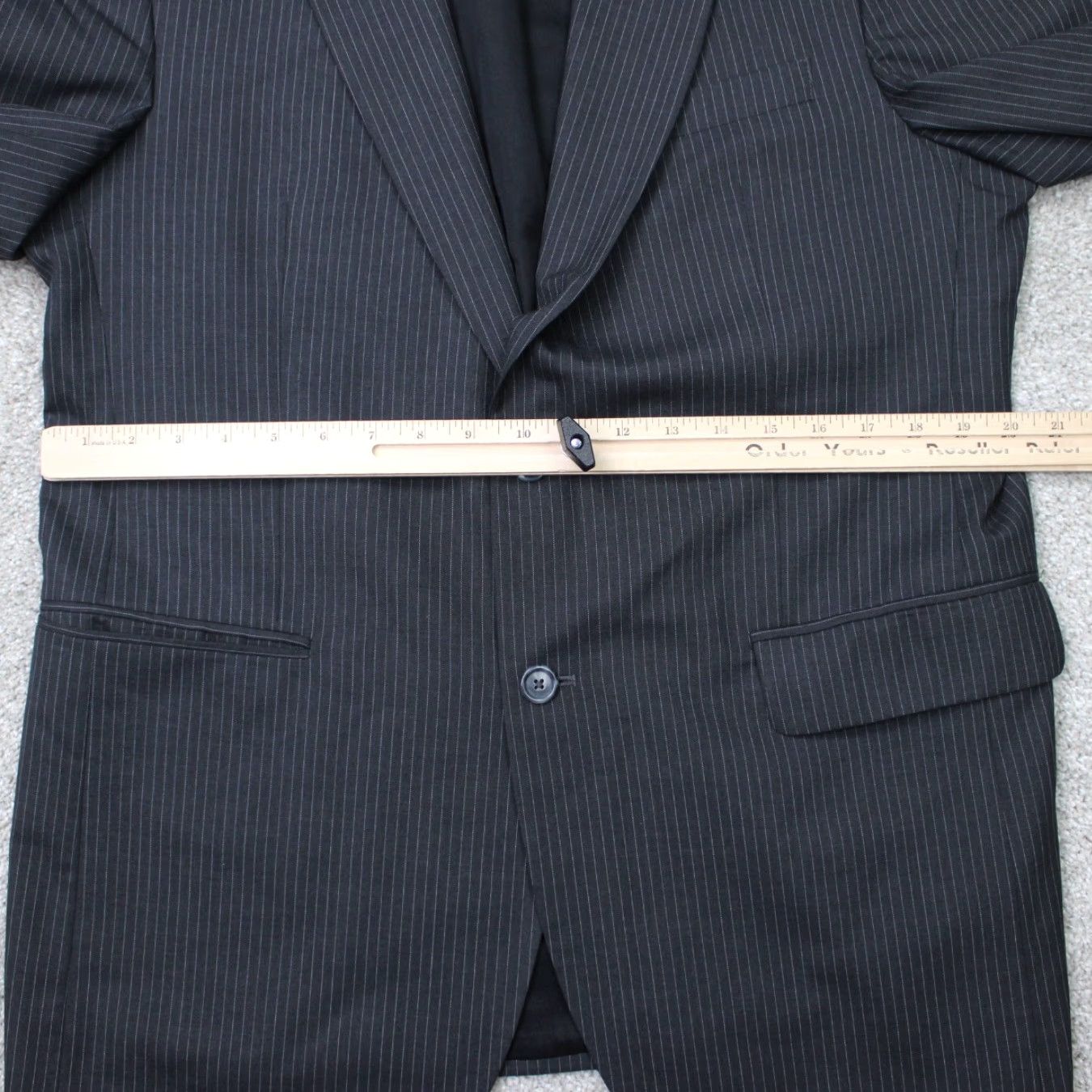 Jos. A. Bank Jos. A. Bank Blazer Mens 42 Regular Gray Pinstriped 100% Wool Two-Button Single Vent Blazer Jacket Size 42R - 2 Thumbnail