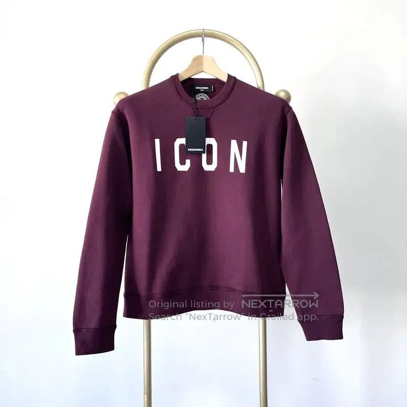 DSQUARED2 Icon Burgundy Long Sleeve Sweatshirt .