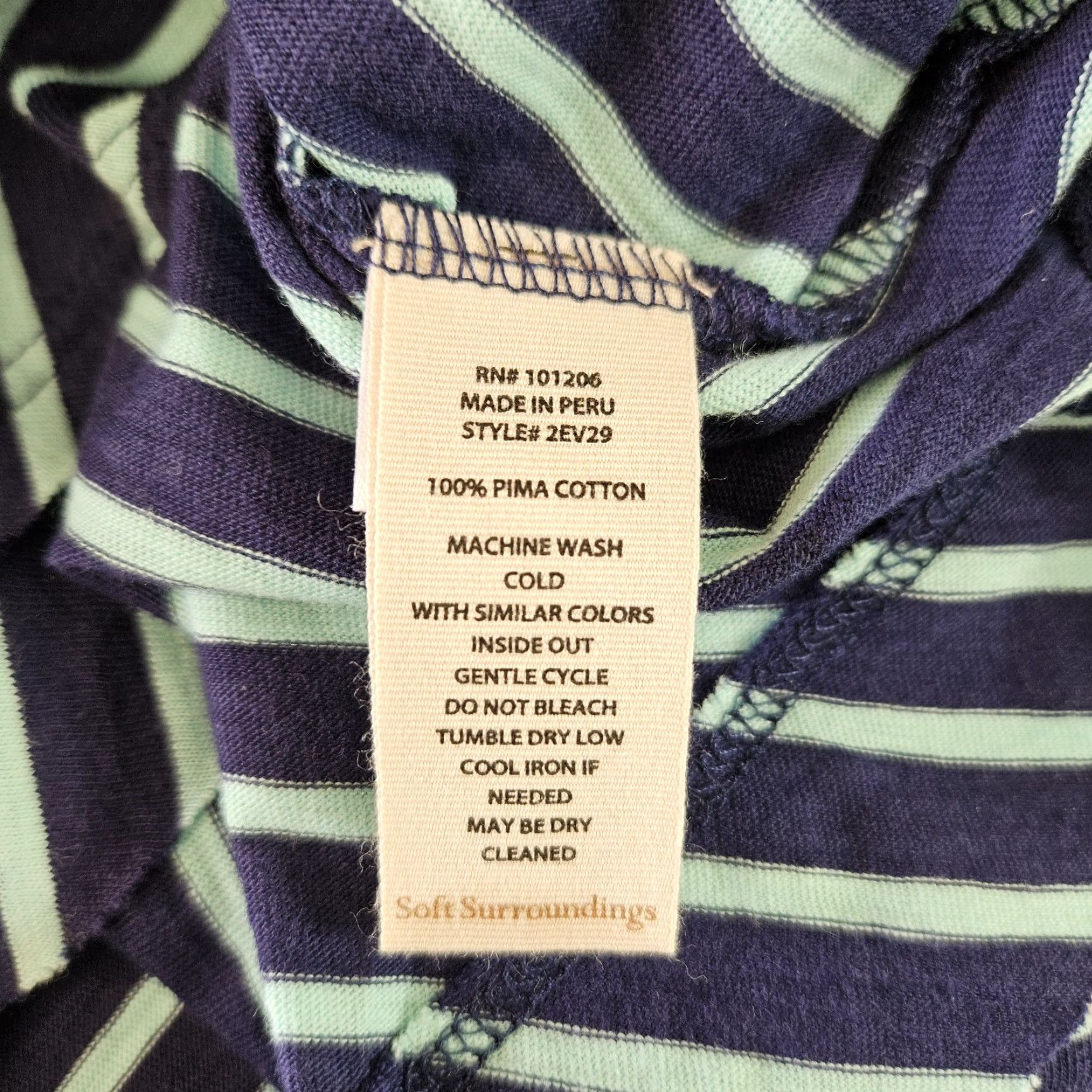 Soft Surroundings Soft Surroundings Womens Top Blouse Short Sleeve Medium Blue Stripe Pima Cotton Raw Edges Cap/Collar Size M / US 6-8 / IT 42-44 - 4 Thumbnail