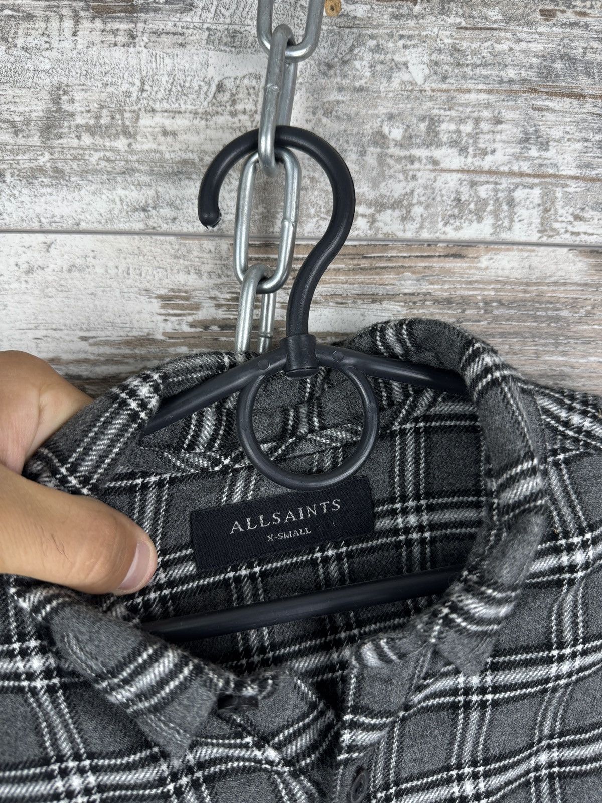Allsaints Mens Vintage AllSaints AMOS LS SHIRT button up flannel grey Size US S / EU 44-46 / 1 - 7 Thumbnail
