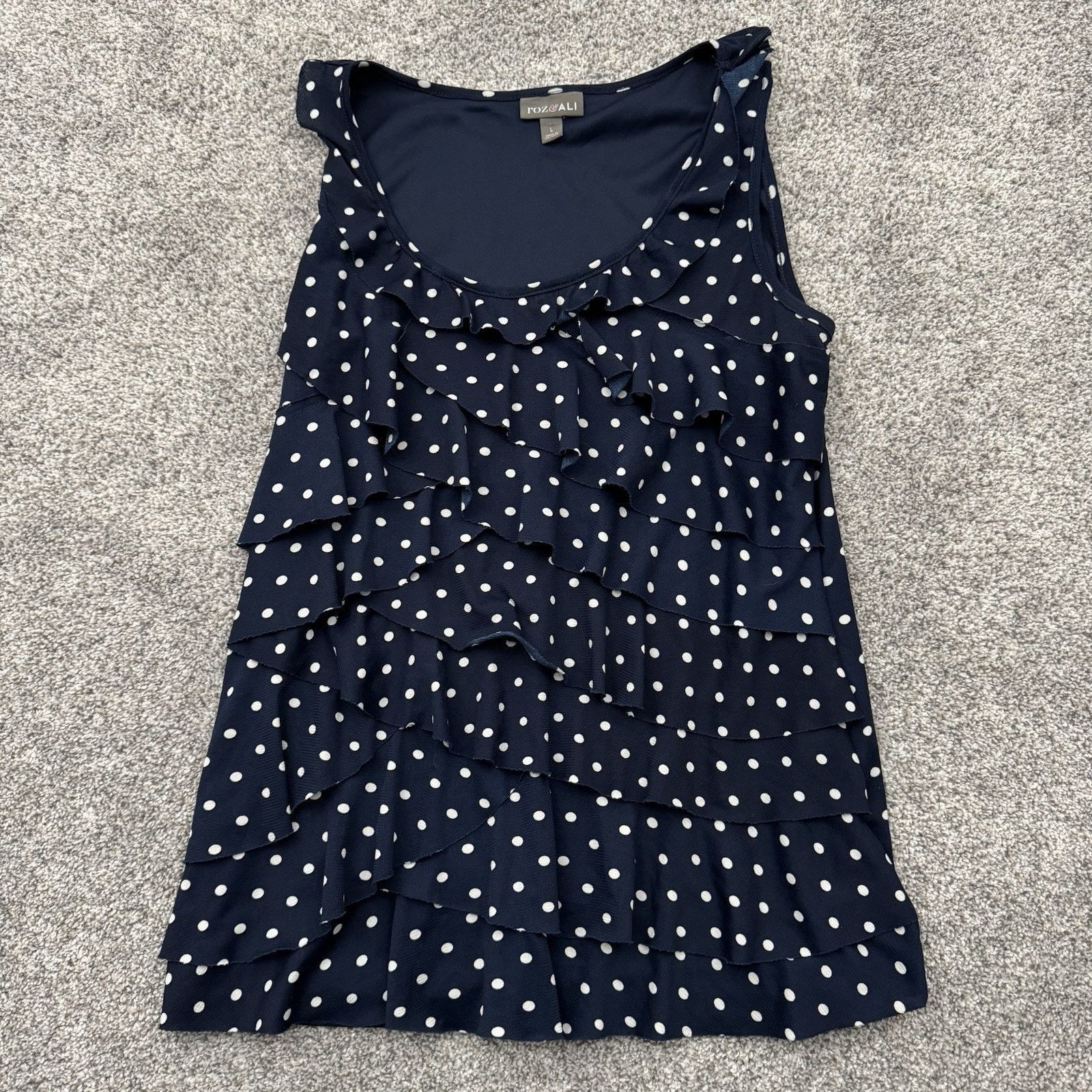 Other Coquette Tank Top Womens Large Ruffle Tiered Chic Polka Dots Size L / US 10 / IT 46 - 1 Thumbnail