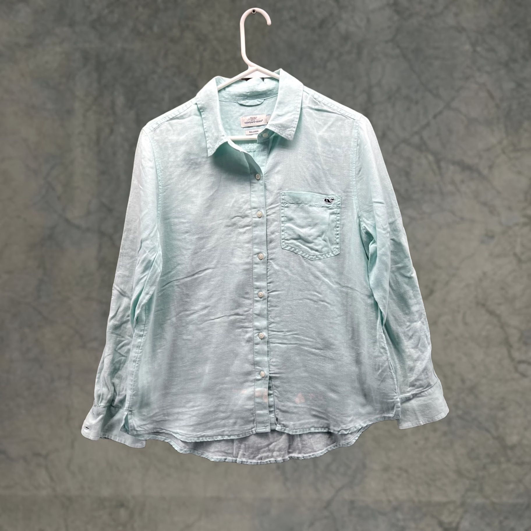Vineyard Vines Vineyard Vines Shirt Womens 4 Green Linen Collared Button-Up Long Sleeve Top Size S / US 4 / IT 40 - 1 Thumbnail