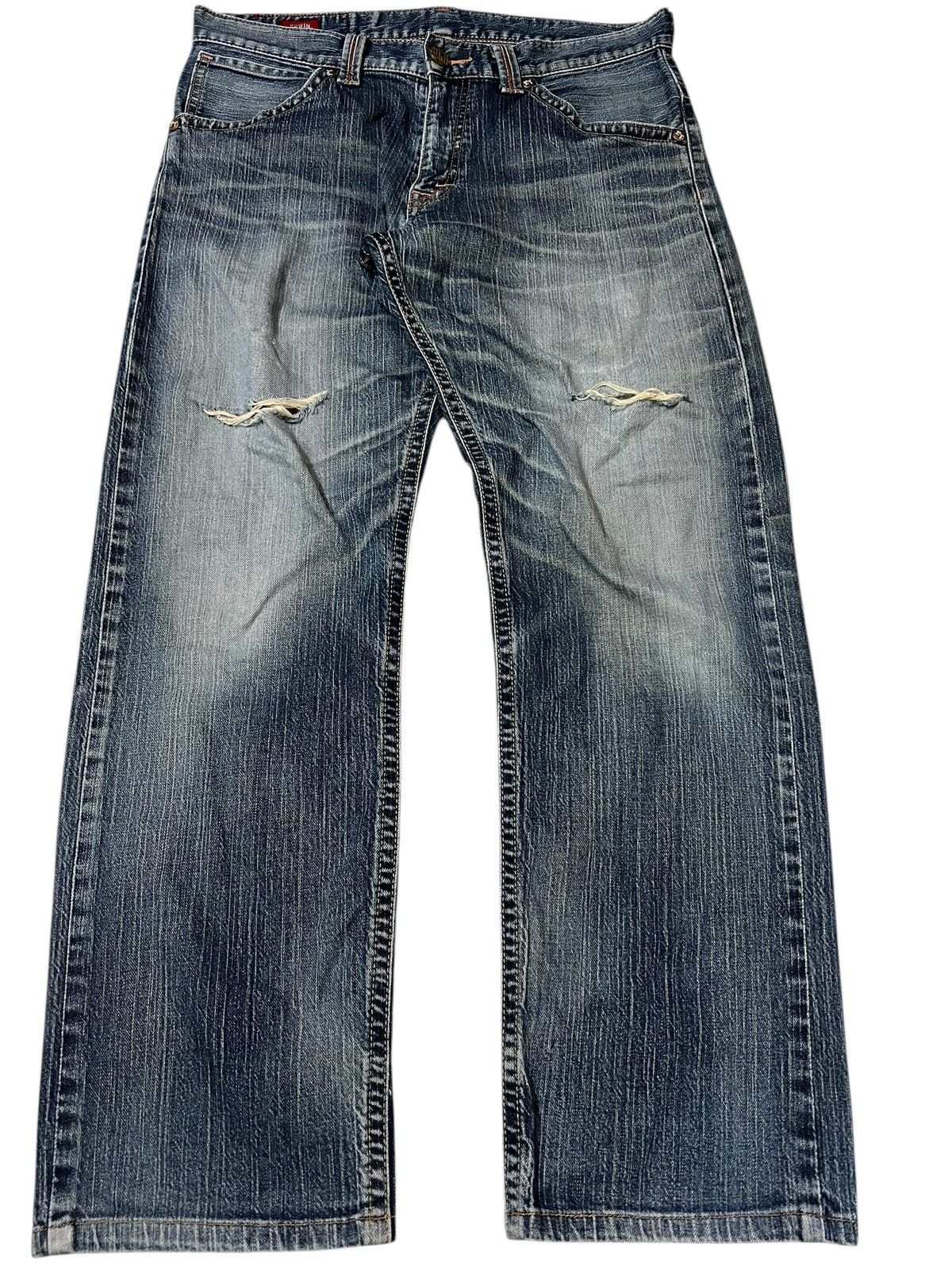 Edwin 💥Baggy💥Vintage Edwin Blue Trip Washed Distress Jean Size US 34 / EU 50 - 1 Thumbnail