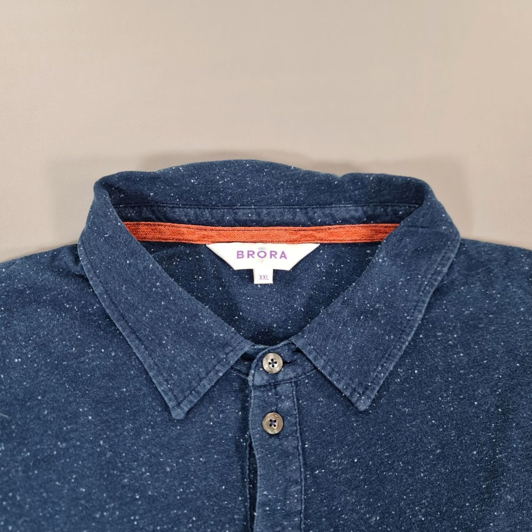 Vintage Brora Polo Shirt Brora Mens Polo Shirt XXL Cotton Speckled Short Sleeves Blue Casual Mens Size US XXL / EU 58 / 5 - 2 Thumbnail
