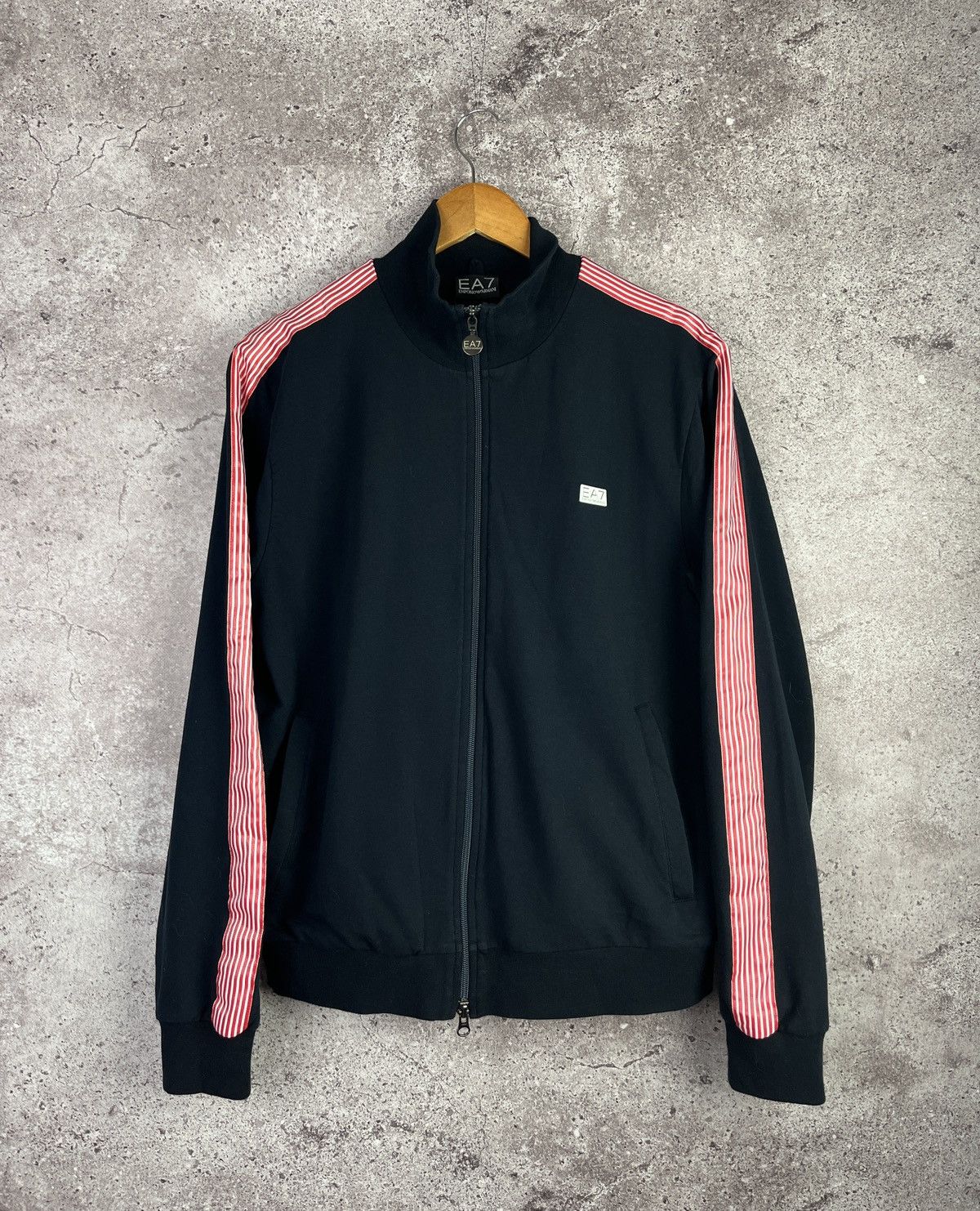 Emporio Armani Black Track Jacket Red Stripe Zip Sweatshirt Size XL Sport Size XL / US 12-14 / IT 48-50 - 1 Thumbnail