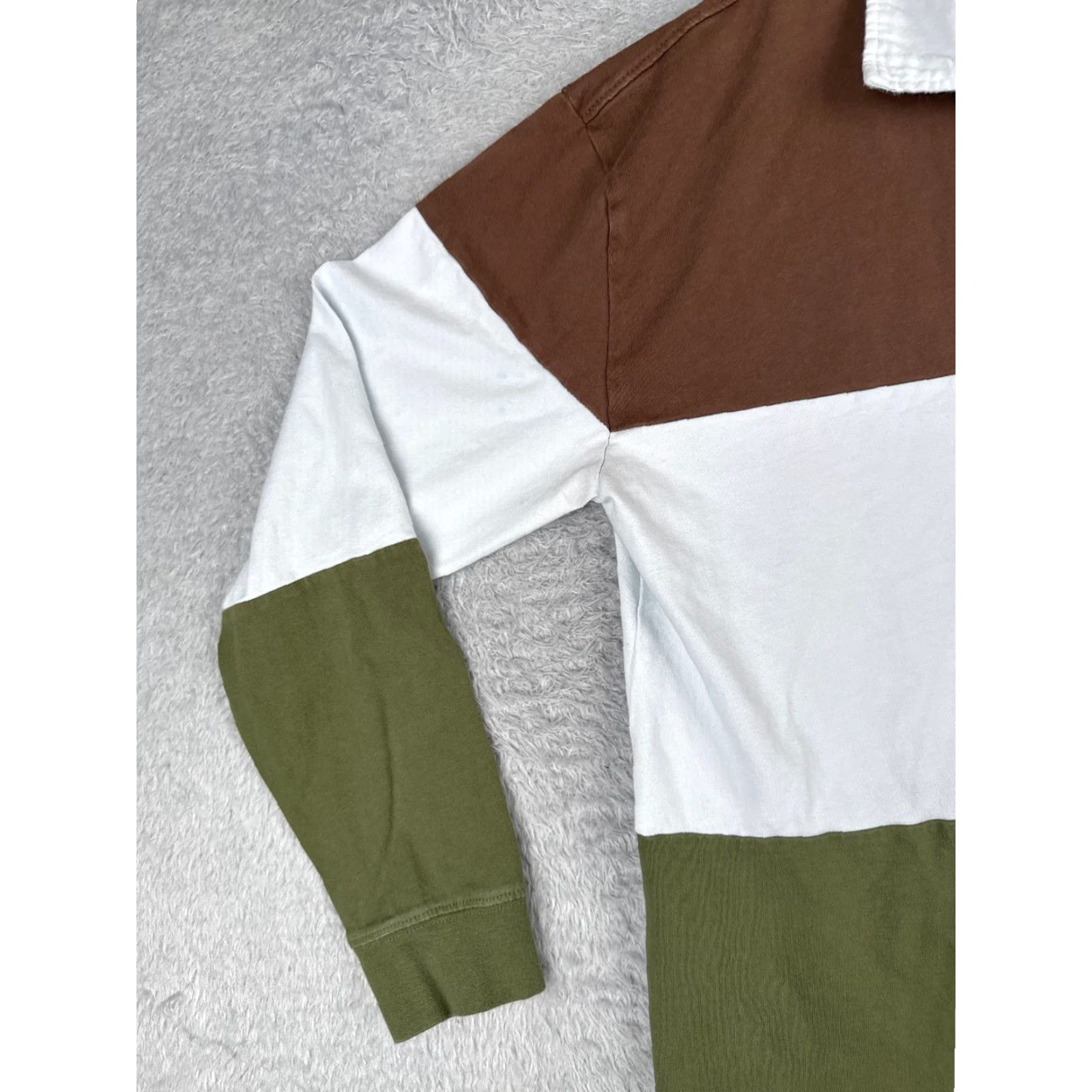 Rsq RSQ Polo Shirt Men Large Brown White Green Colorblock 100% Cotton Long Sleeve - Golf, Classic, Designer - Multicolor Mens Adult Large Polo Shirt Size US L / EU 52-54 / 3 - 3 Thumbnail