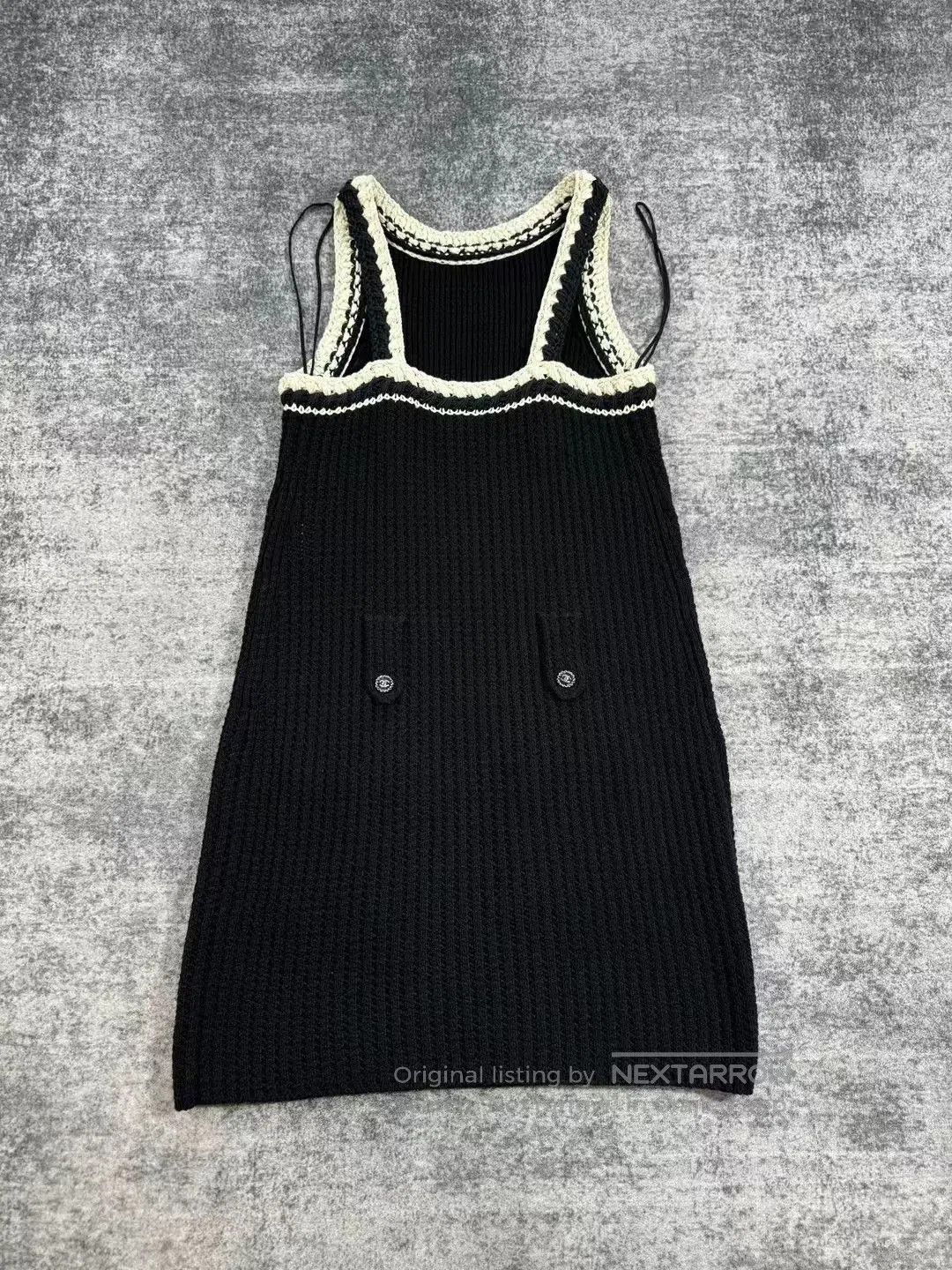 Chanel Chanel Black White Woven Trim Camisole Dress. Size XXS / US 00 / IT 34 - 2 Thumbnail