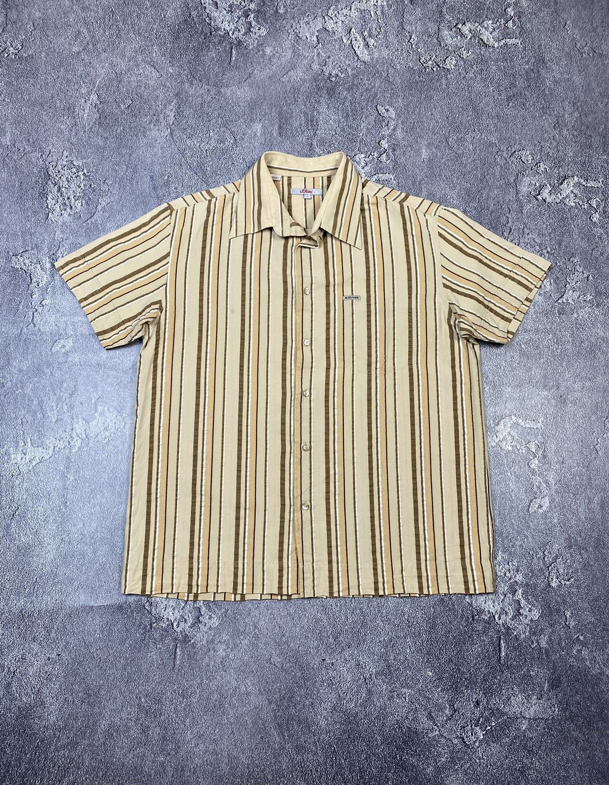 If Six Was Nine Vintage 00s Stripe Biege Shirt Y2K Streetwear Soprano Style Size US L / EU 52-54 / 3 - 1 Thumbnail