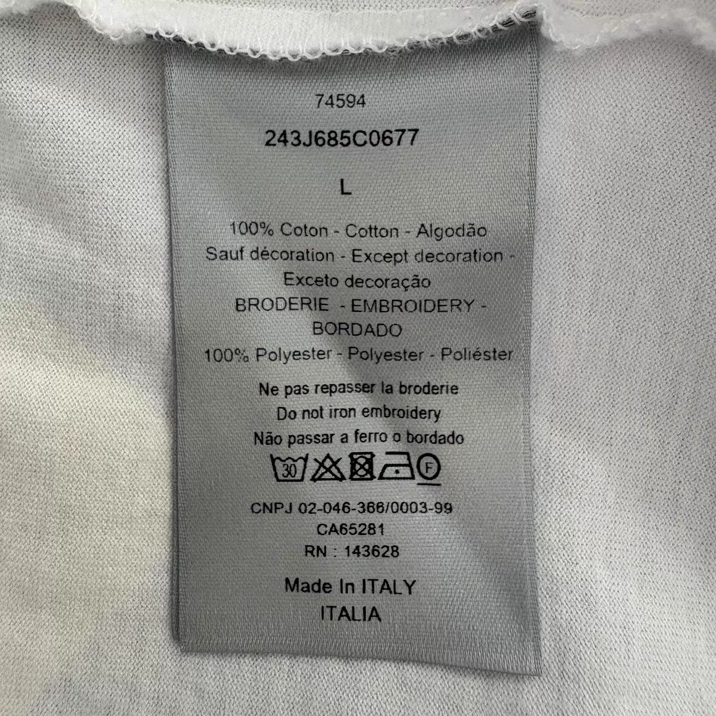 Dior DIOR FW22 solid logo crewneck short sleeve men white L tee Size US L / EU 52-54 / 3 - 4 Thumbnail