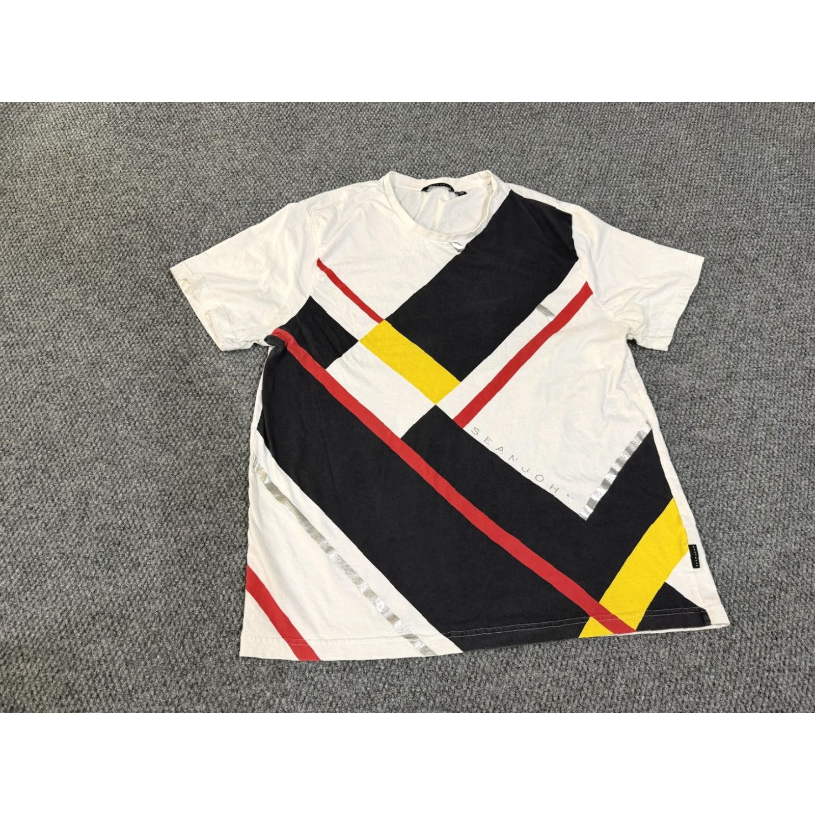 Sean John Sean John Shirt Mens XL White Multicolor Geometric Abstract Graphic Tee T-Shirt Size US XL / EU 56 / 4 - 2 Thumbnail