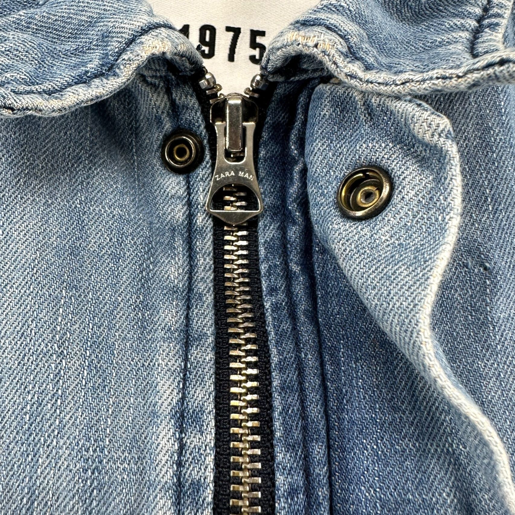 Zara Zara Denim Jacket Mens M Blue Chore Bomber Jacket Zip Medium Wash 90s Distressed Cotton Solid Size US M / EU 48-50 / 2 - 4 Thumbnail