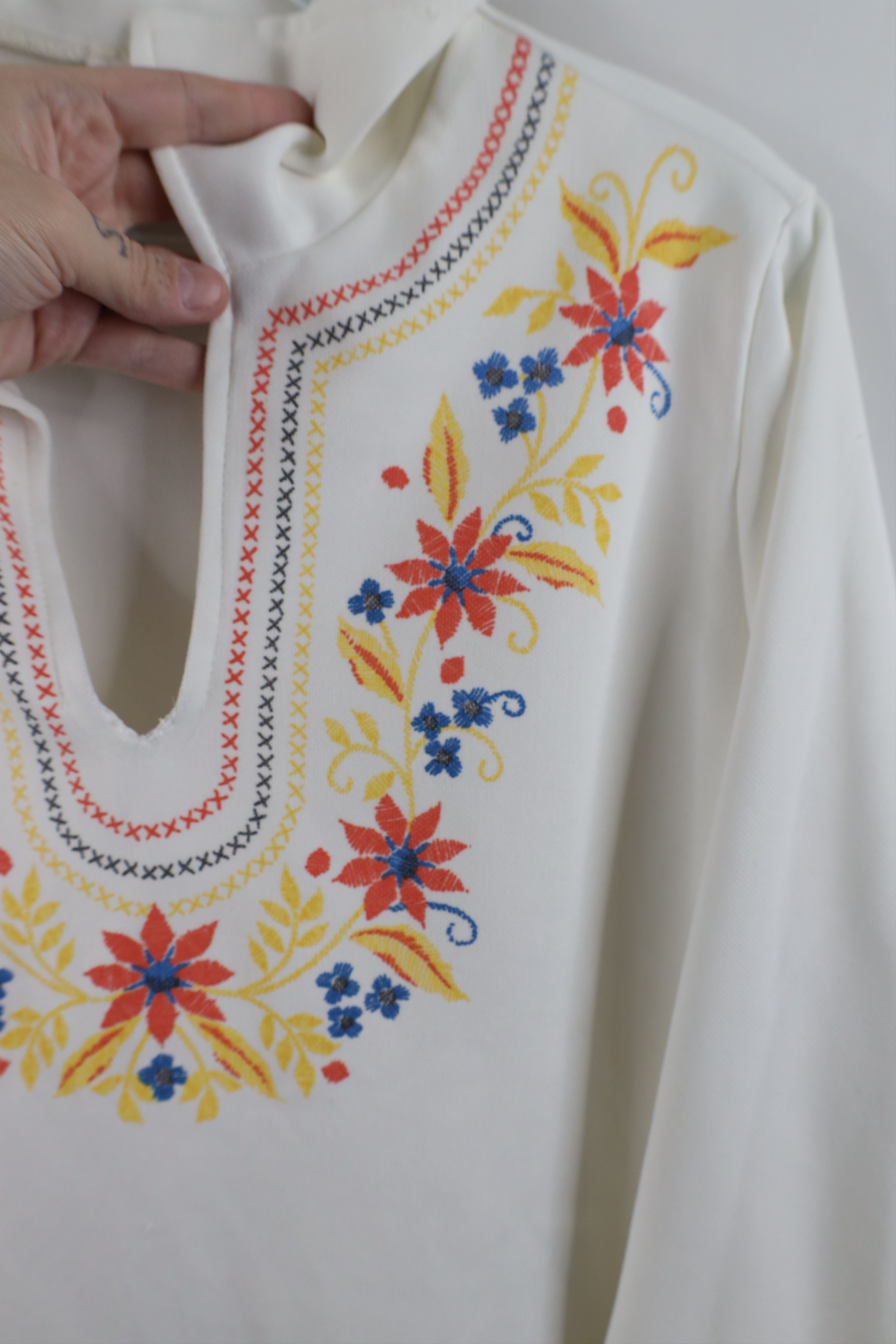 Vintage Vintage 70s Mid Century Modern MCM Knit Collared Shirt Size L / US 10 / IT 46 - 5 Thumbnail