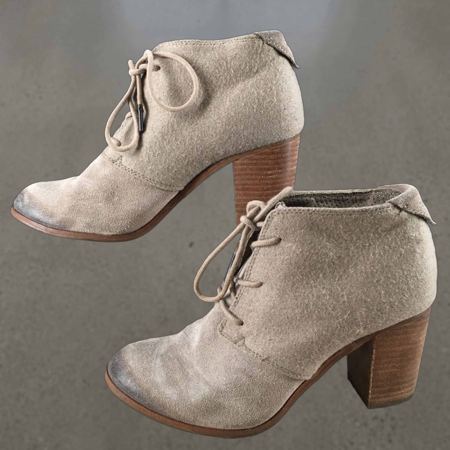 Toms TOMS Lunata Bootie Womens 8 Brown Leather Ankle Boot Lace Up Suede Block Heel Boots Size US 8 / IT 38 - 1 Thumbnail