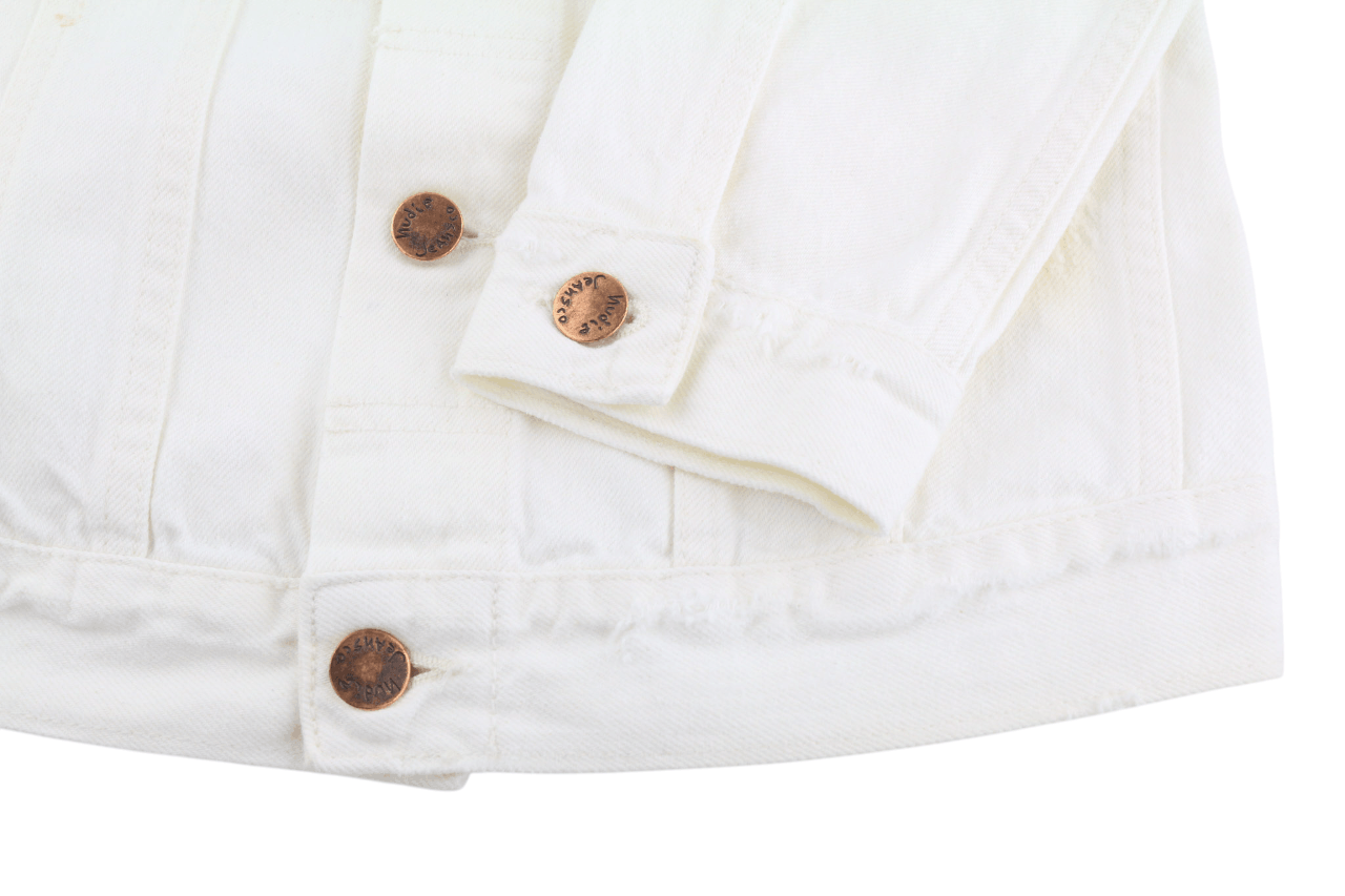 Nudie Jeans BILLY XS Pitch White Worn Polo Unlined Light Jacket 82426 Size US XS / EU 42 / 0 - 5 Thumbnail