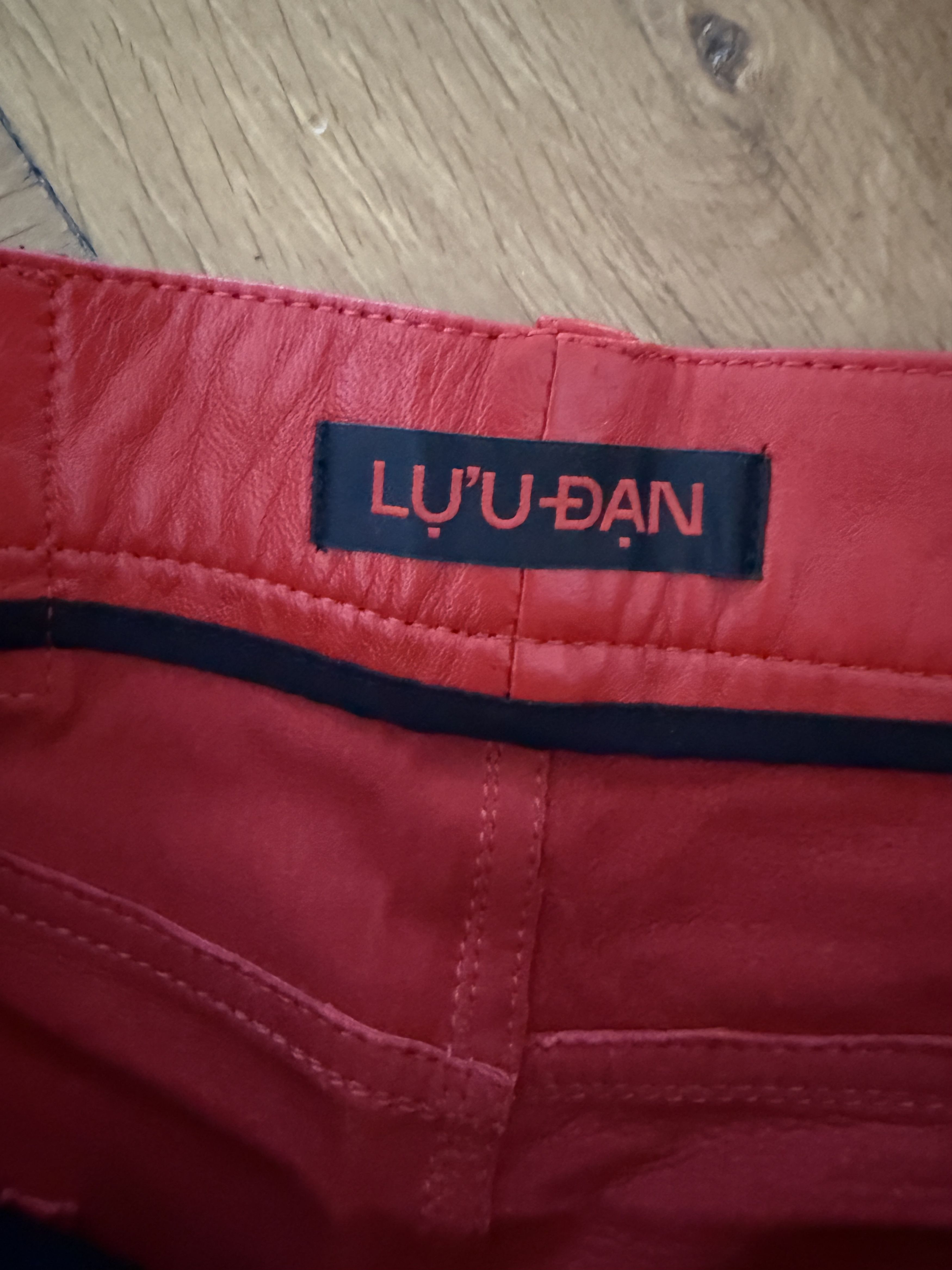 LUU DAN Red Lamb Leather Pants Size US 34 / EU 50 - 2 Thumbnail