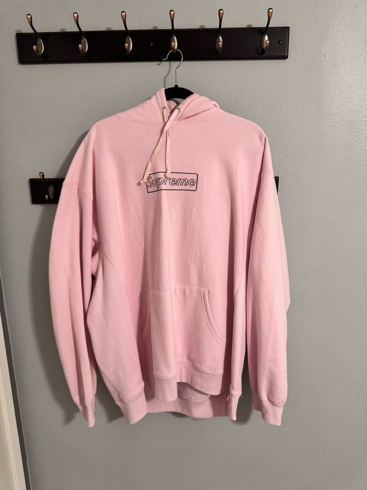 Supreme kaws chalk logo hooded sweatshirt