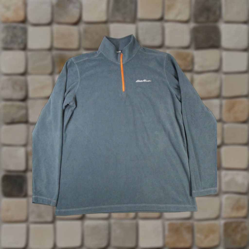 Eddie Bauer Eddie Bauer Sweater Mens Large Tall Gray Orange Hiking Quarterzip Fleece Size US L / EU 52-54 / 3 - 1 Thumbnail
