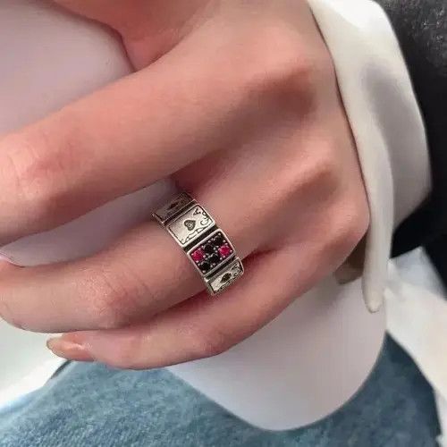 Jewelry Y2K Poker Card Adjustable Ring Size ONE SIZE - 3 Thumbnail