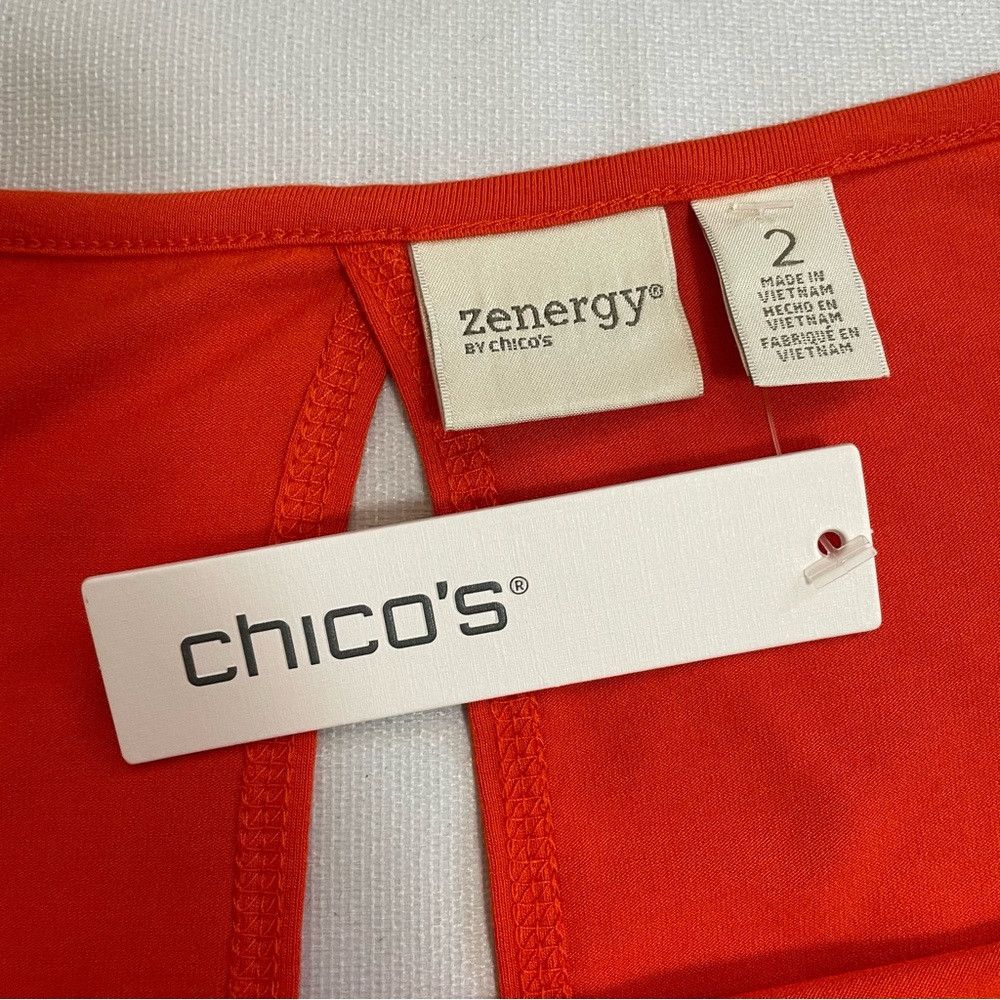 Chicos NWT New Zenergy By Chico's Orange Cage-Shoulder Tunic Size Size L / US 10 / IT 46 - 7 Thumbnail
