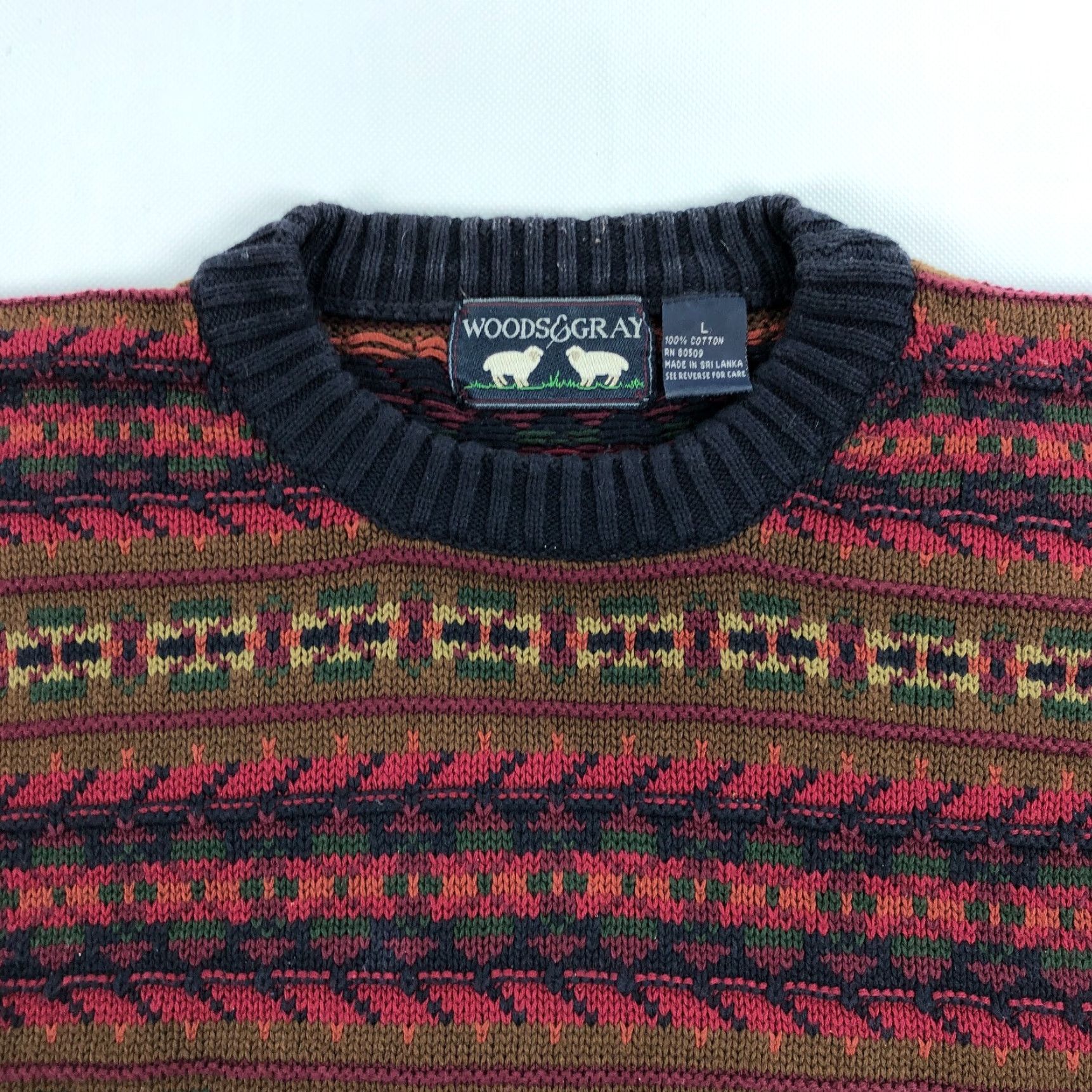 Vintage Woods and Gray Sweater Mens Large Stripe Patterned Vintage Cotton Crew Neck Size US L / EU 52-54 / 3 - 2 Thumbnail